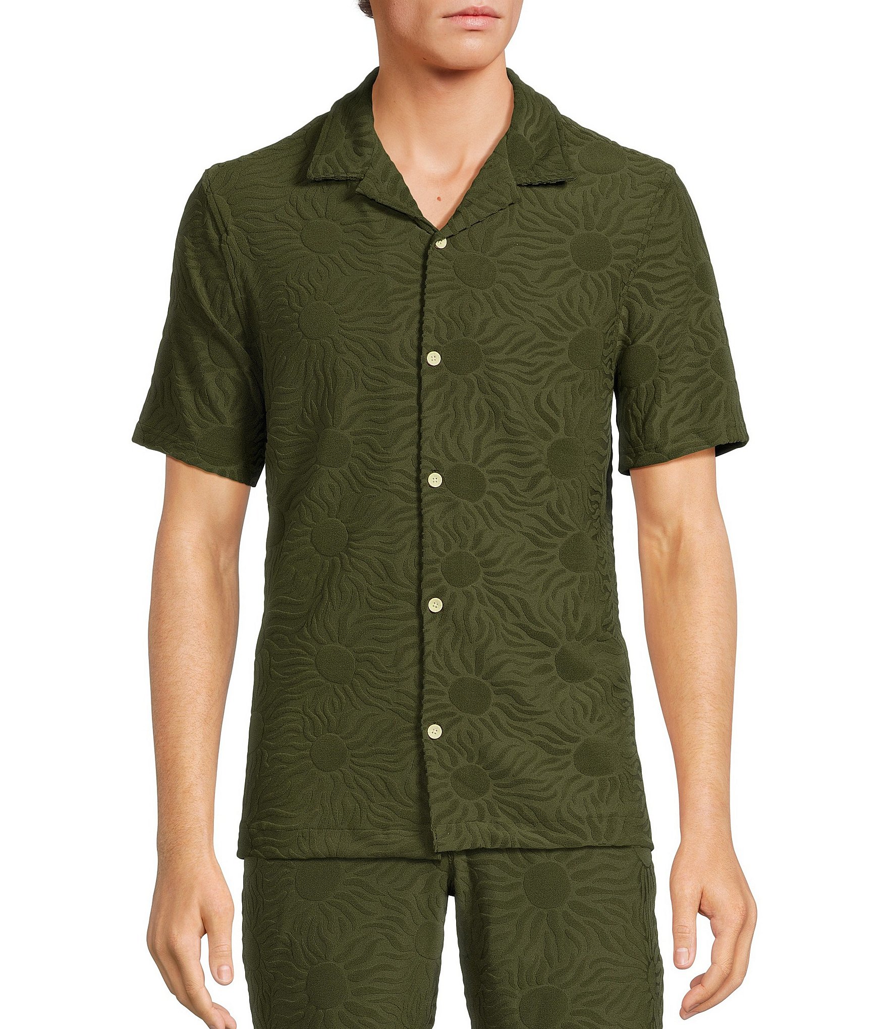 Rowm Short Sleeve Textured Solid Camp Shirt