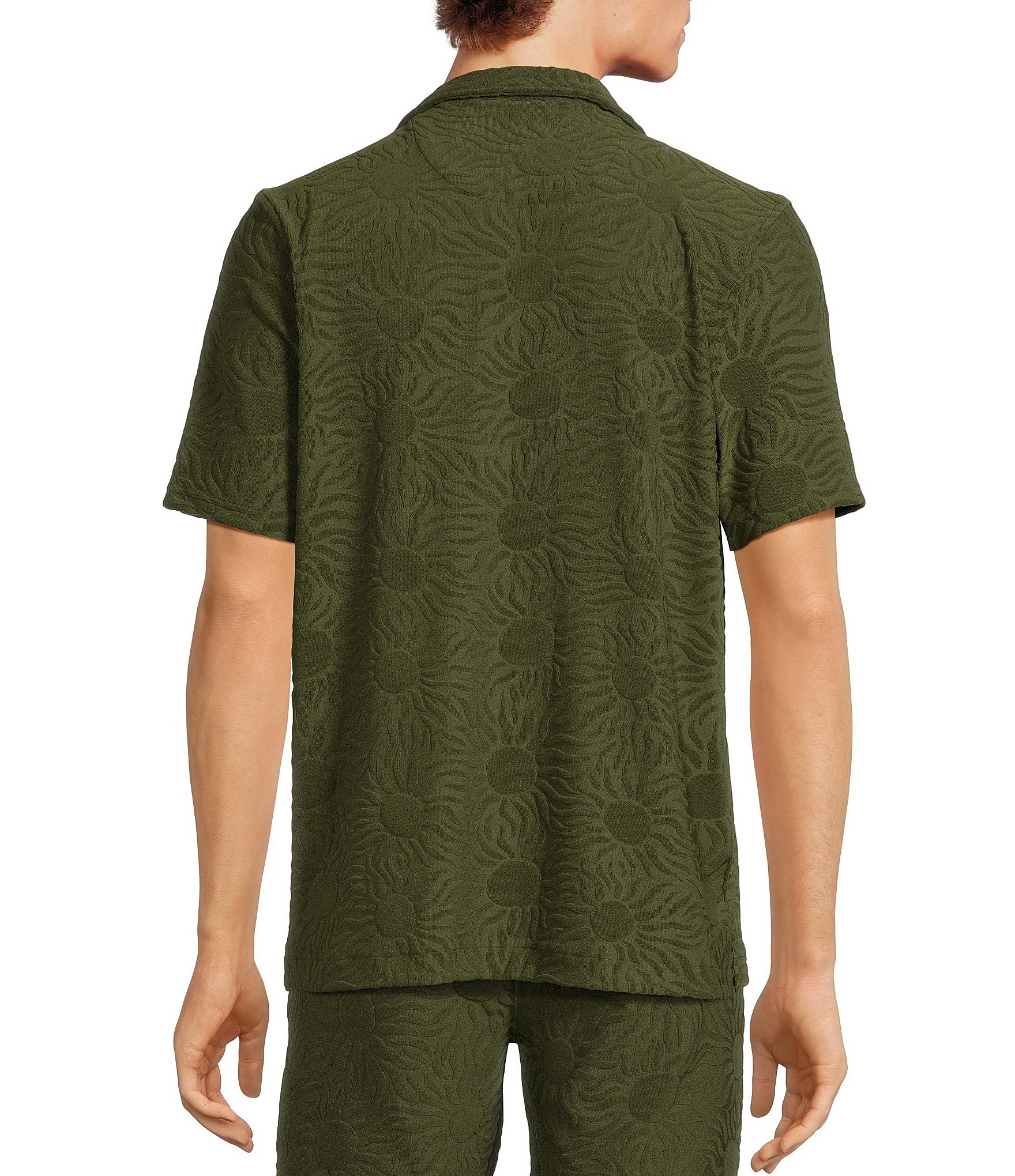 Rowm Short Sleeve Textured Solid Camp Shirt