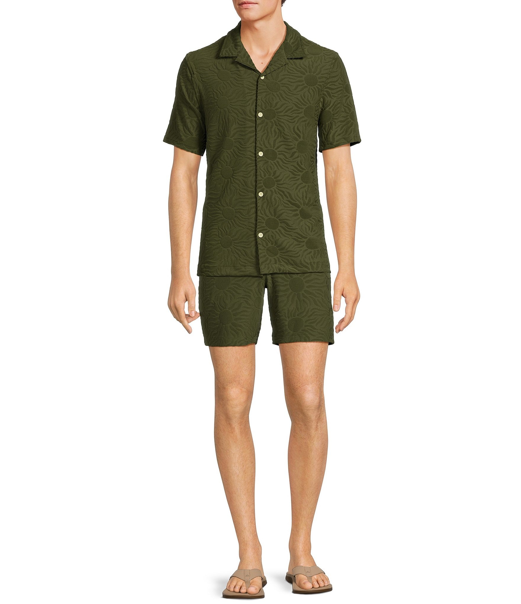 Rowm Short Sleeve Textured Solid Camp Shirt