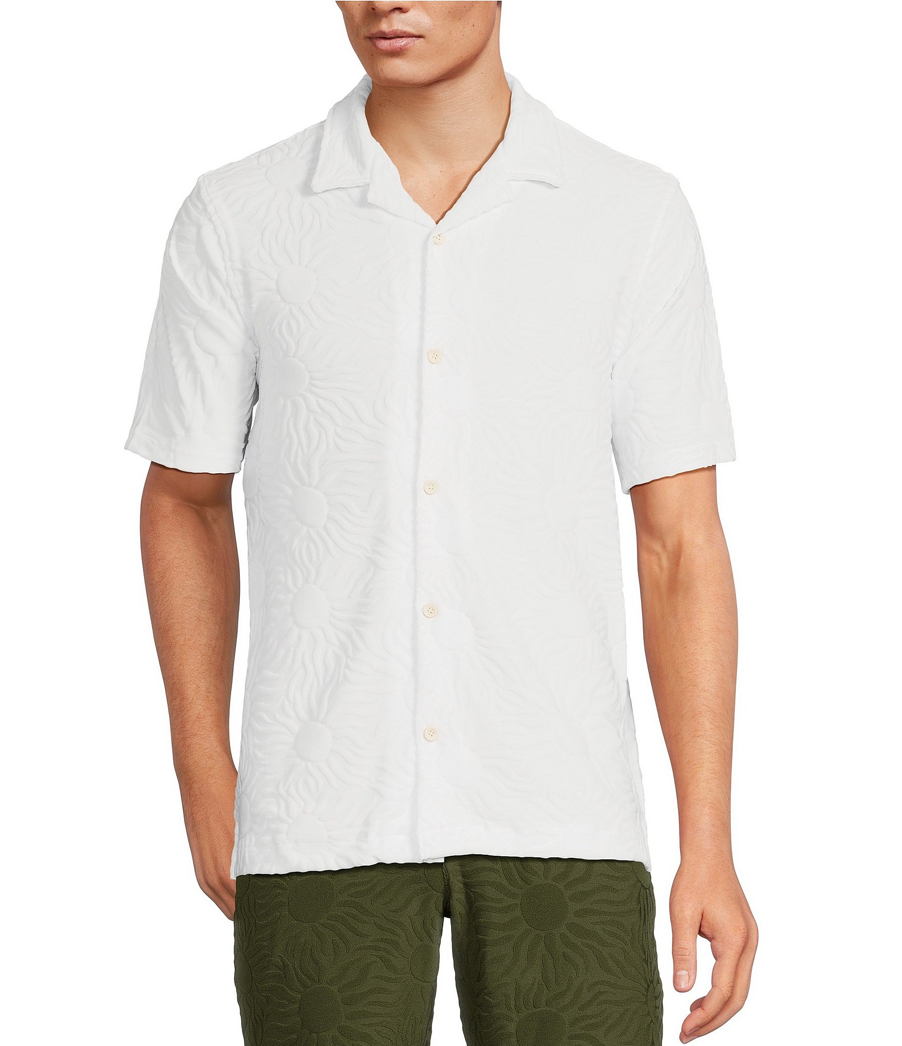 Rowm Short Sleeve Textured Solid Camp Shirt