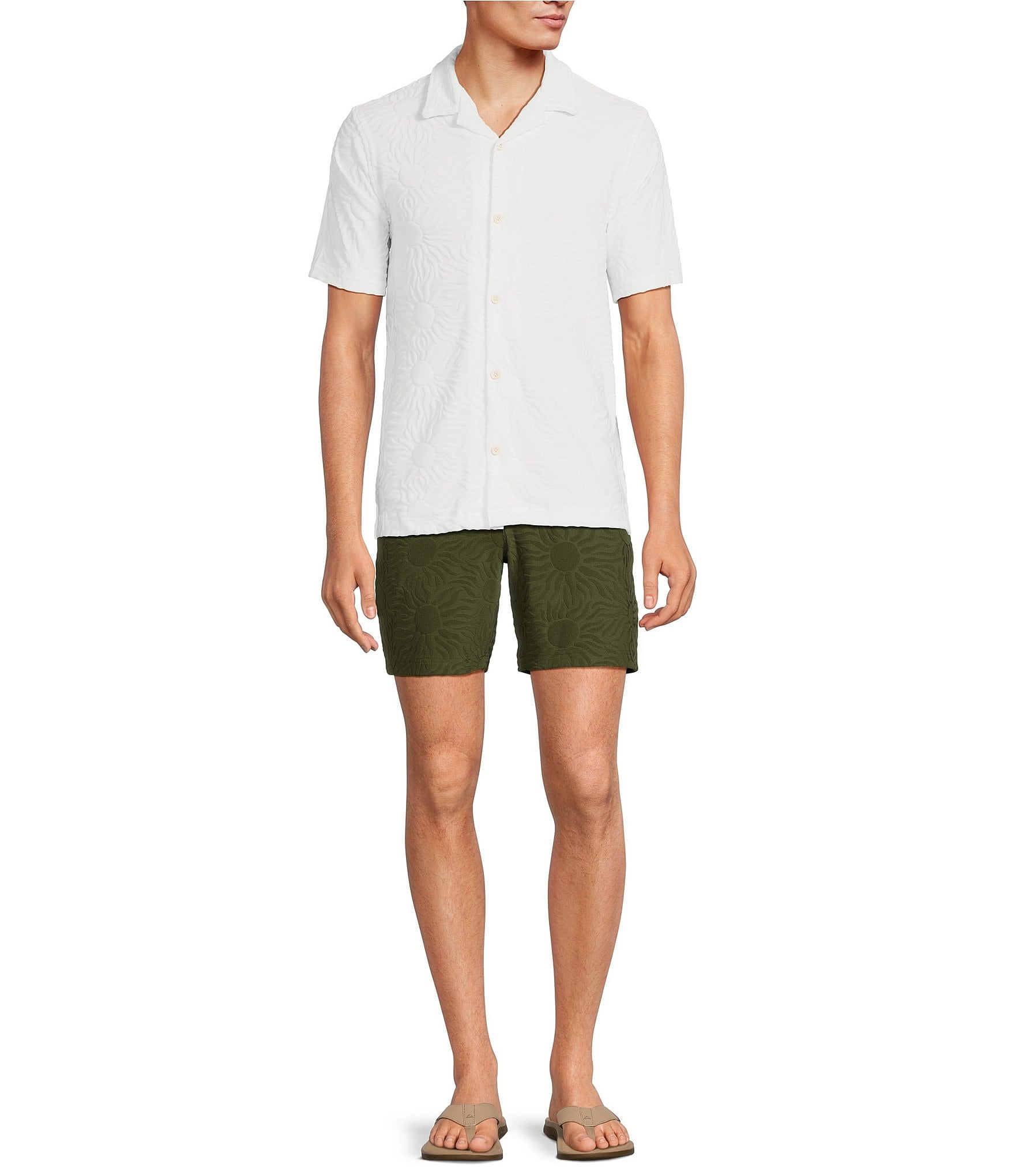 Rowm Short Sleeve Textured Solid Camp Shirt