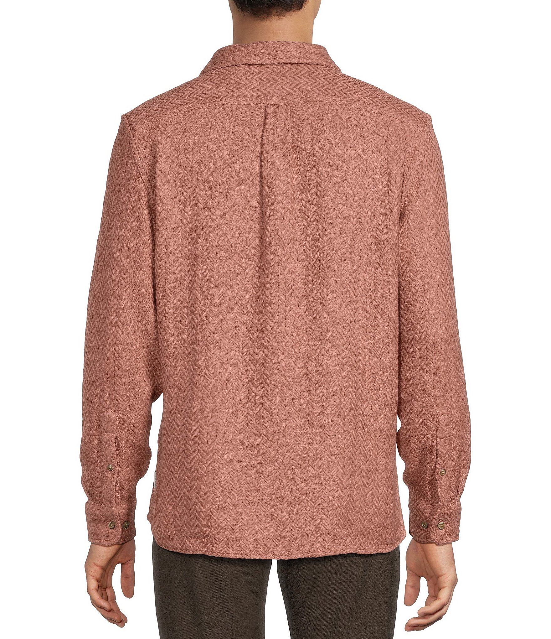 Rowm Solid Herringbone Woven Shirt