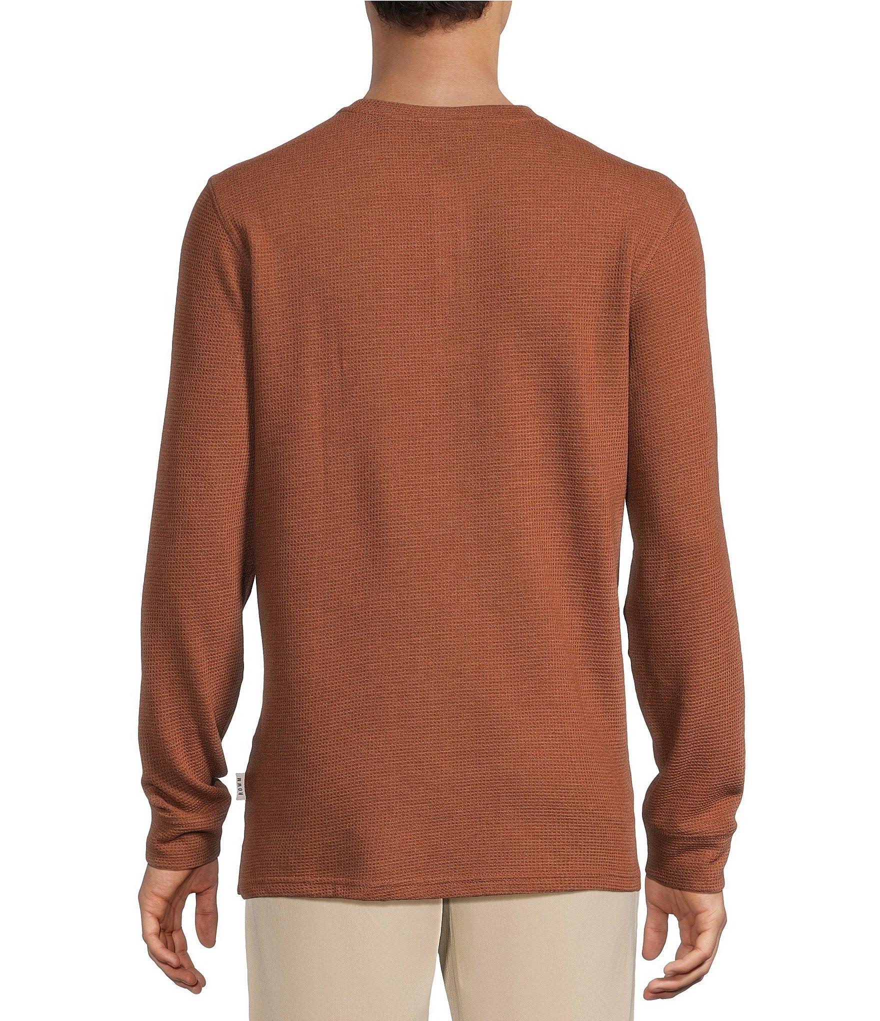 Rowm Solid Waffle Knit Henley Shirt