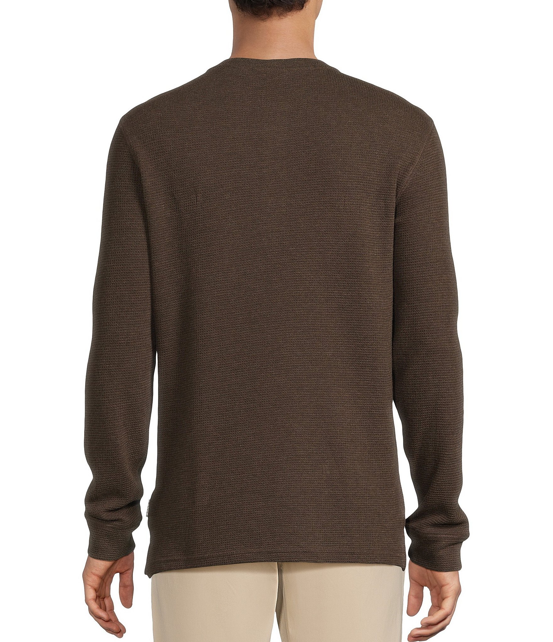 Rowm Solid Waffle Knit Henley Shirt