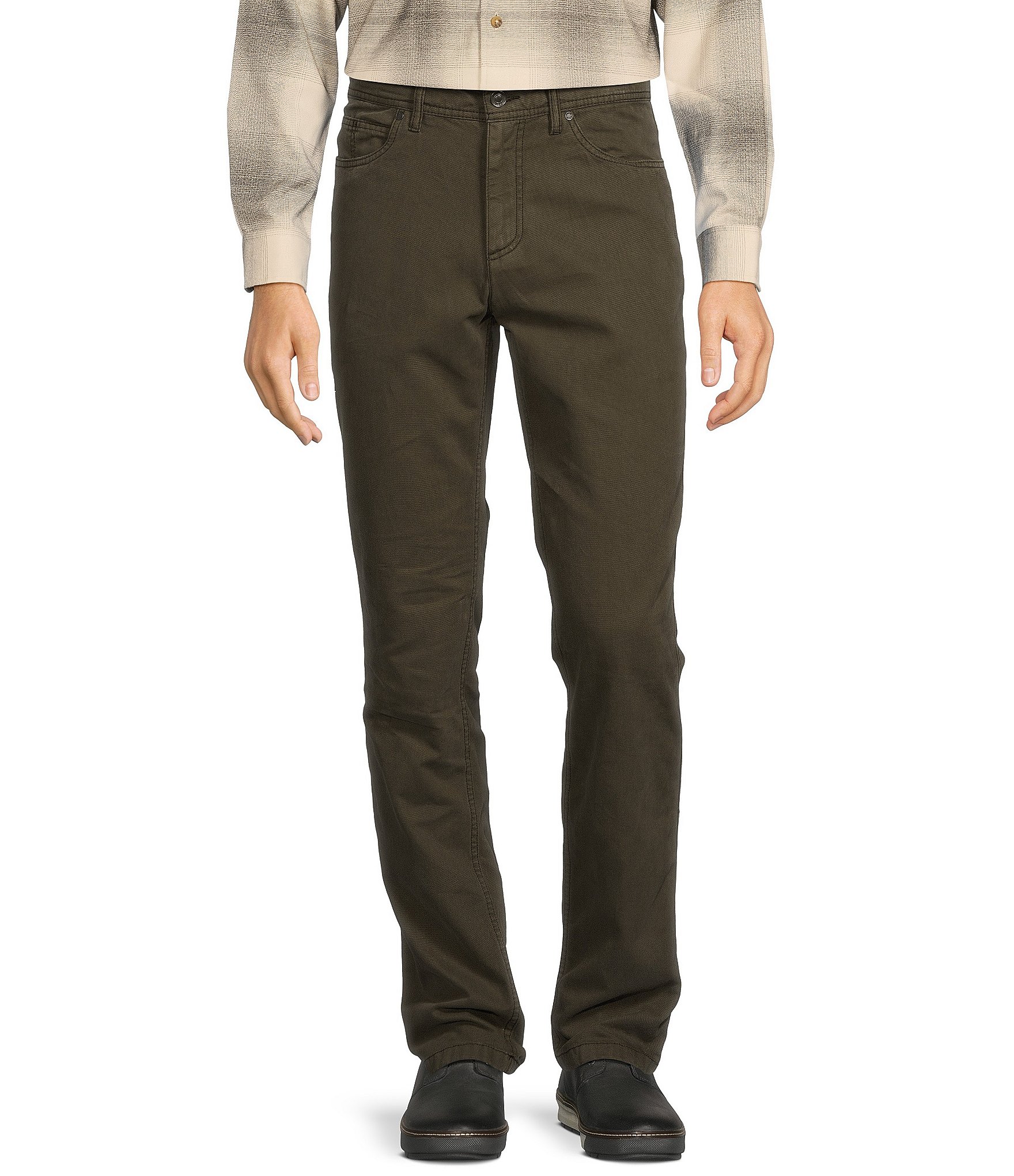 Rowm The Lodge Collection Flat Front 5-Pocket Canvas Pants | Dillard's