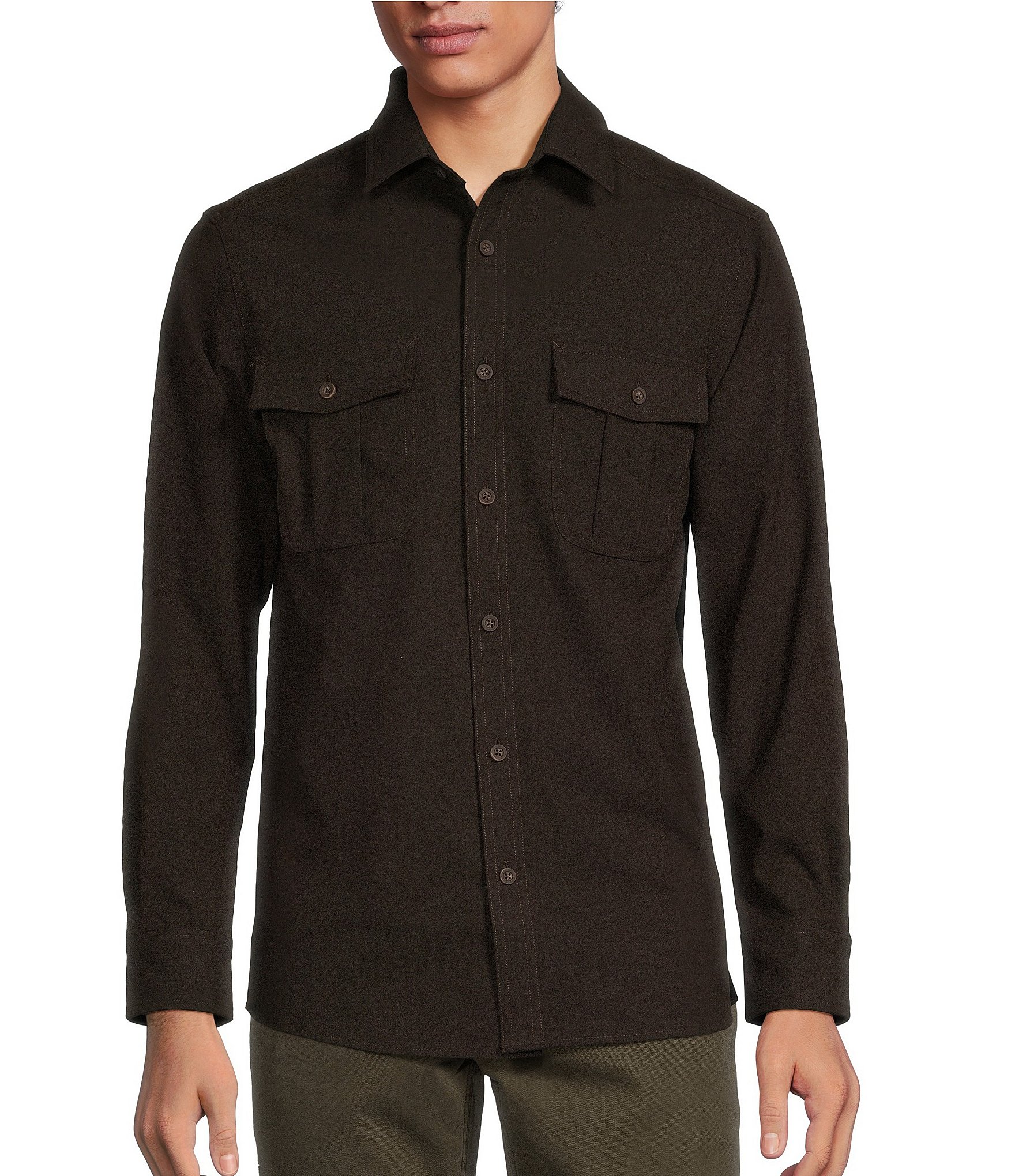 Rowm The Lodge Collection Long Sleeve Brushed Solid Button Down Shirt