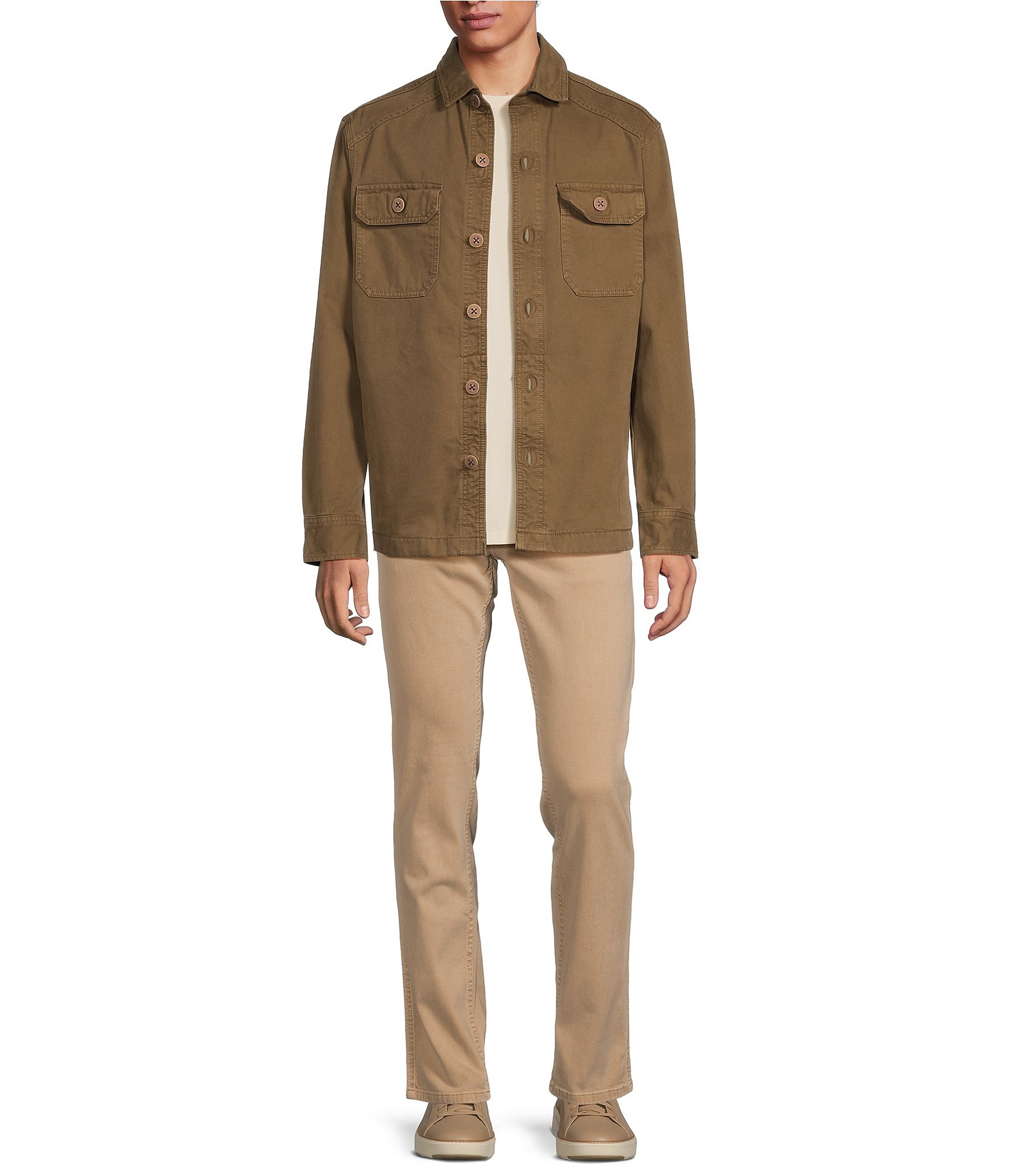 Rowm The Rambler Long Sleeve Garment Dyed Canvas Solid Shirt Jacket