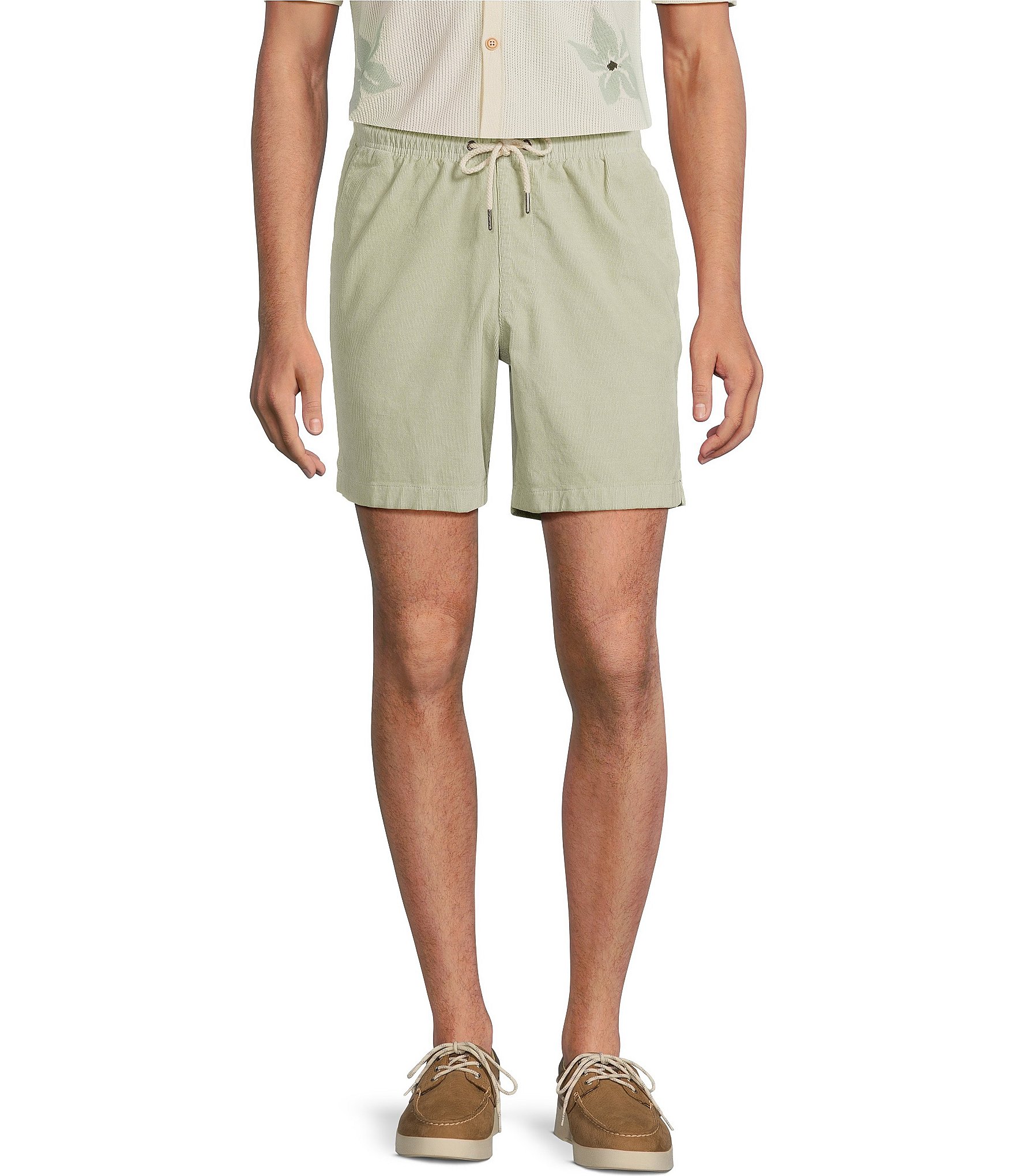 Rowm's Outsider's Oasis Solid Drawstring Corduroy Dyed Solid 7#double; Inseam Shorts