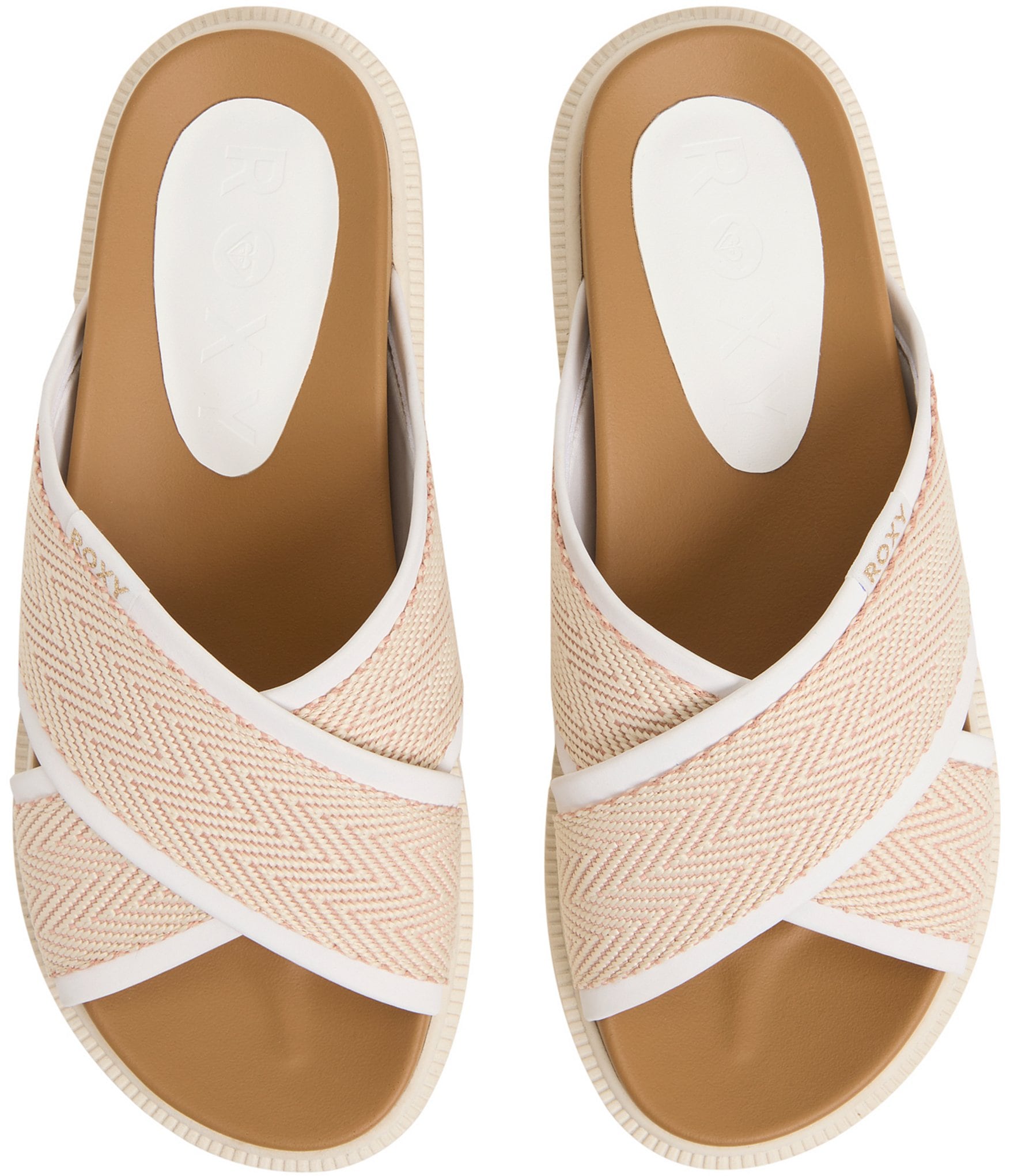 Roxy Capri Raffia Cross Band Slide Sandals