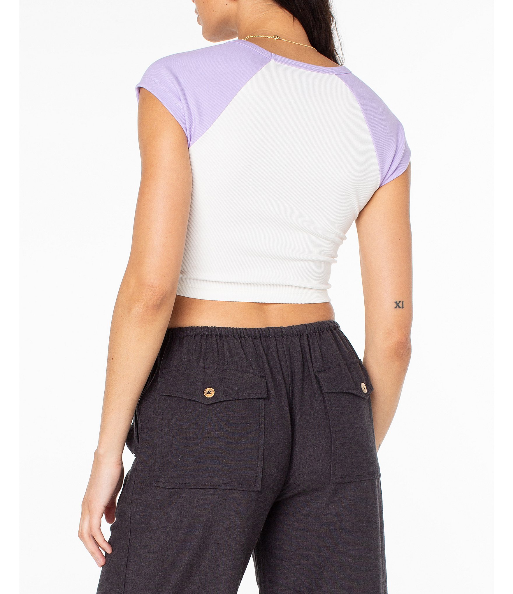 Roxy Comes In Waves Graphic Crop Baby T-Shirt