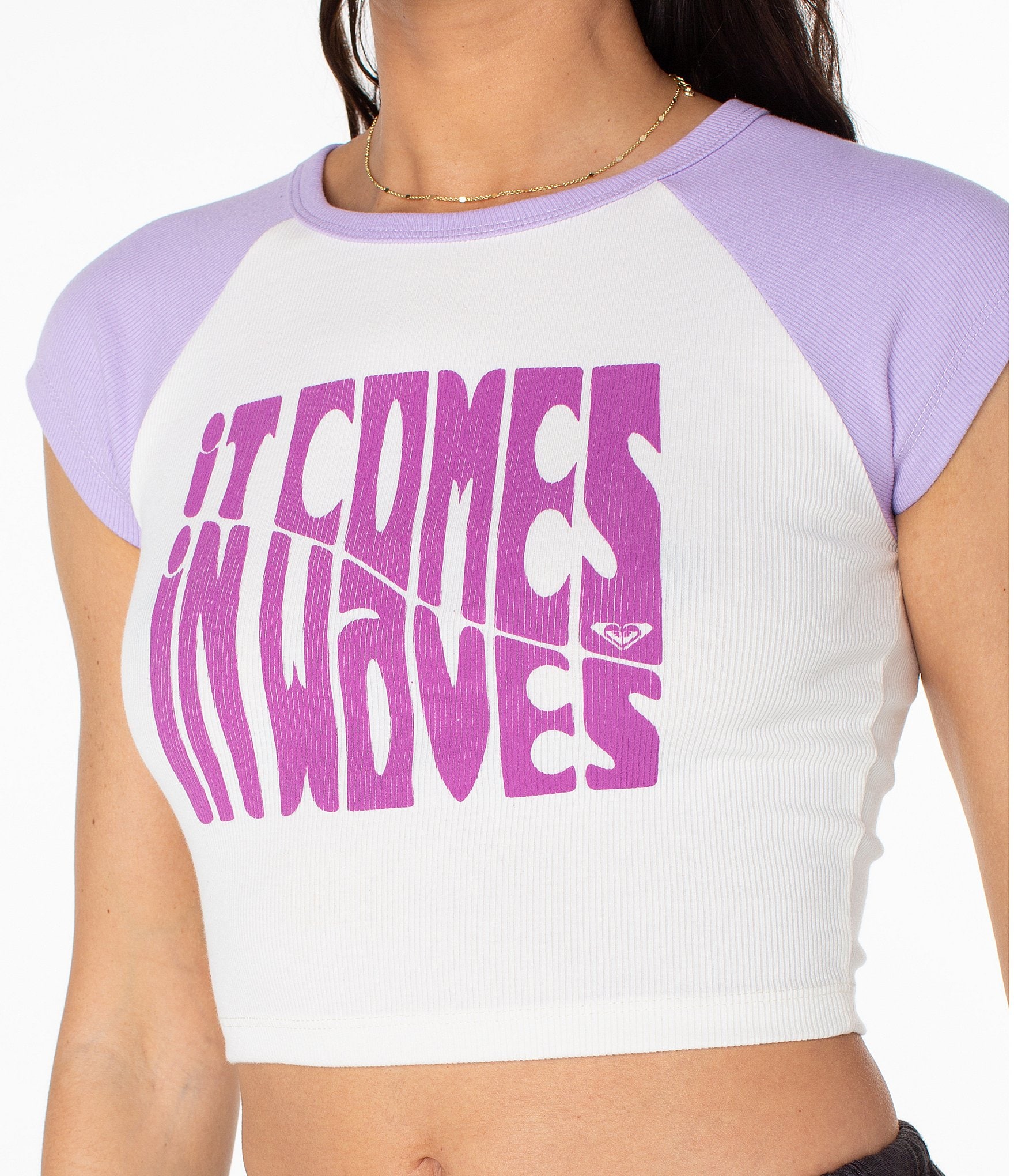 Roxy Comes In Waves Graphic Crop Baby T-Shirt