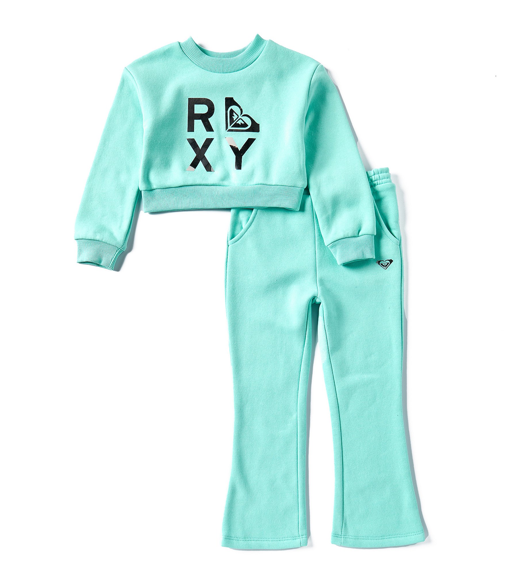 Roxy Little Girls 2T-6X Long Sleeve Logo Fleece Sweatshirt & Matching Jogger Pant Set