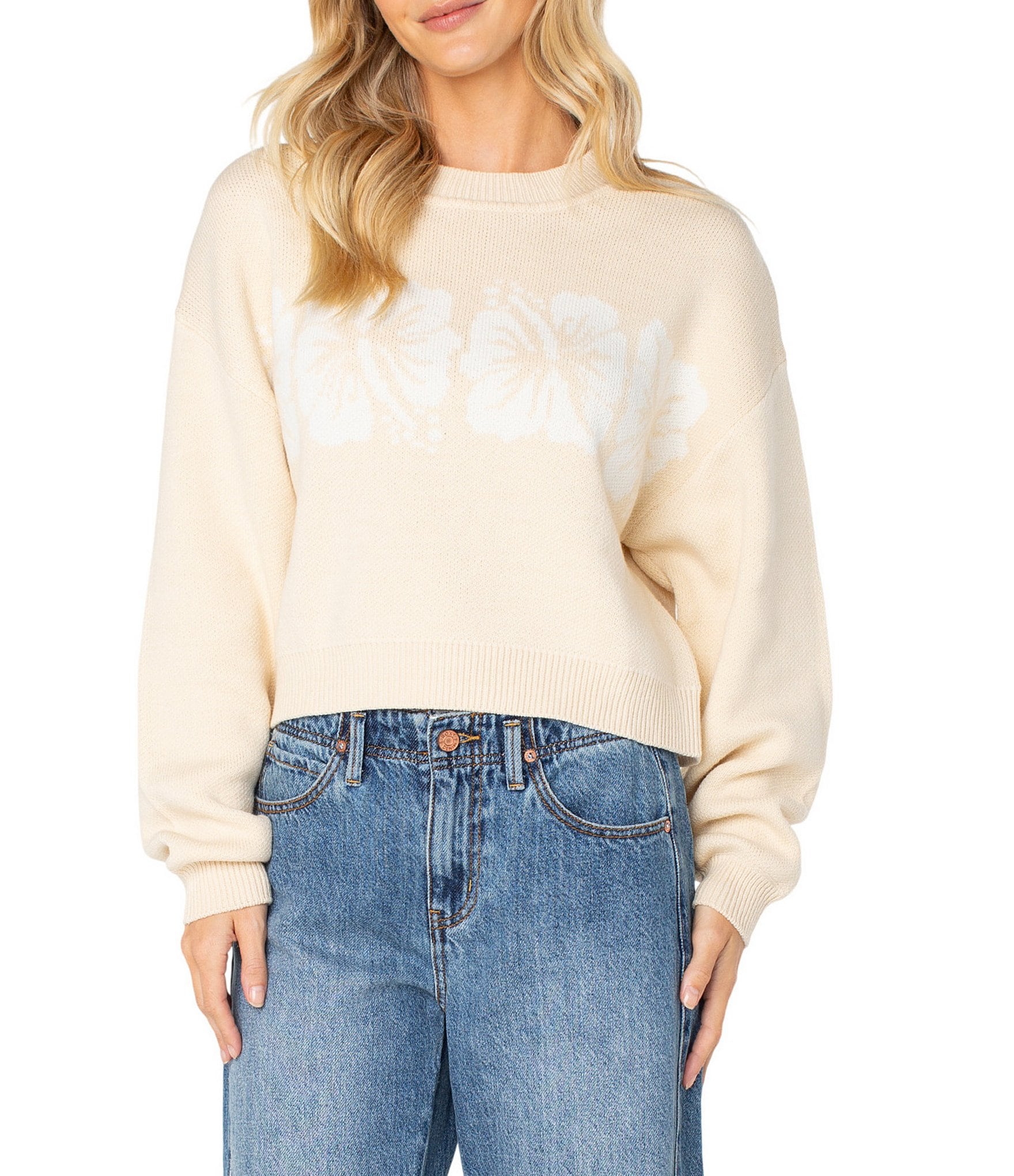 Roxy Long Sleeve Hibiscus Harmony Sweater