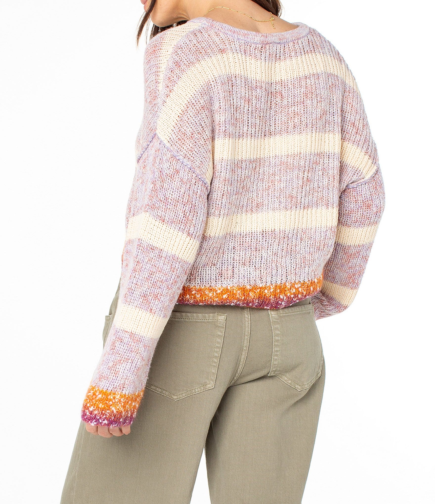 Roxy Marine Magic Striped Long Sleeve Cropped Sweater