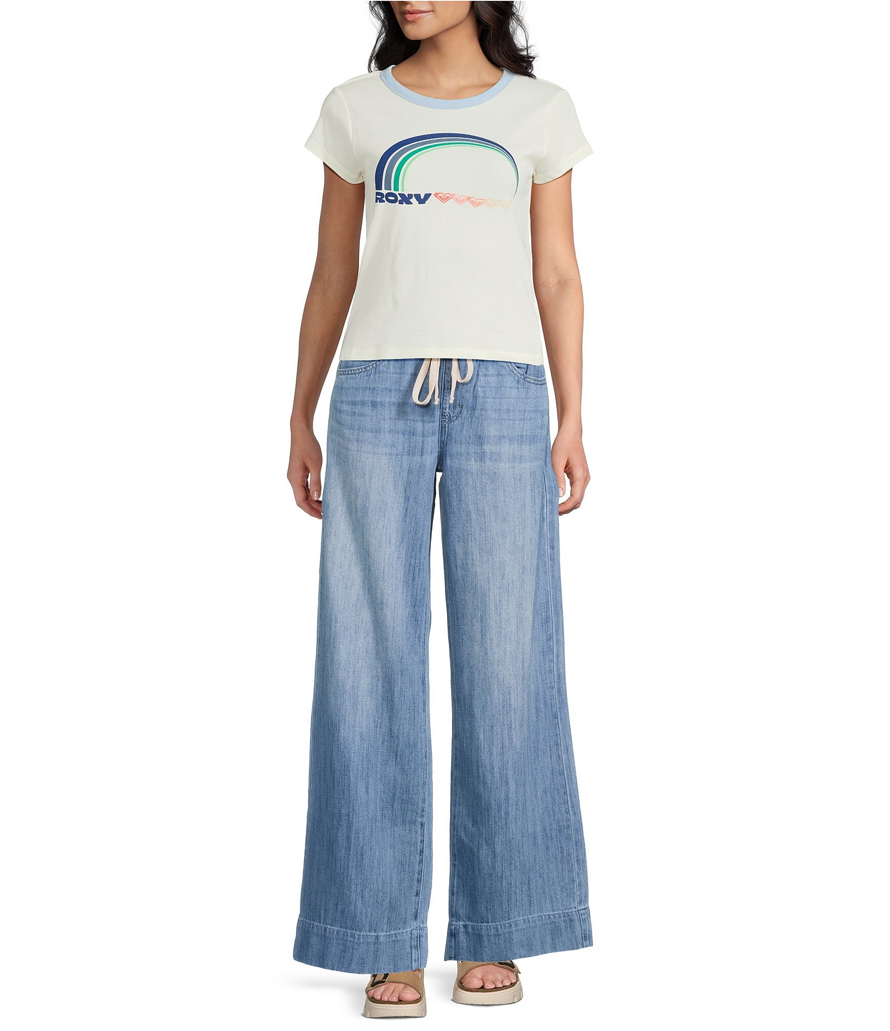 Roxy Rainbow 90s Crew Neck Short Sleeve Baby Tee