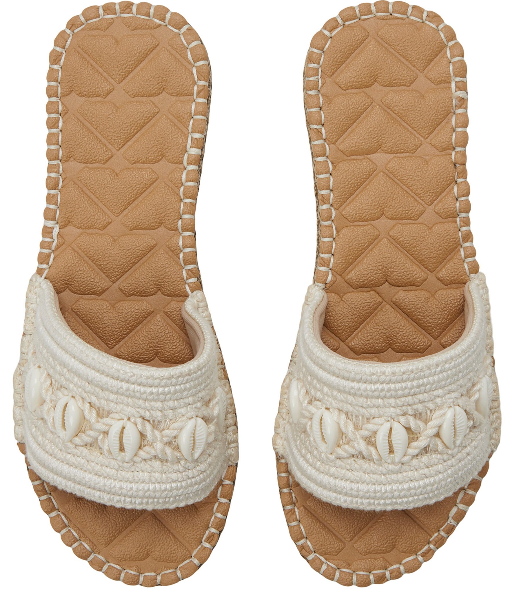 Roxy Shoresoft LX Macrame Puka Shell Espadrille Slide Sandals