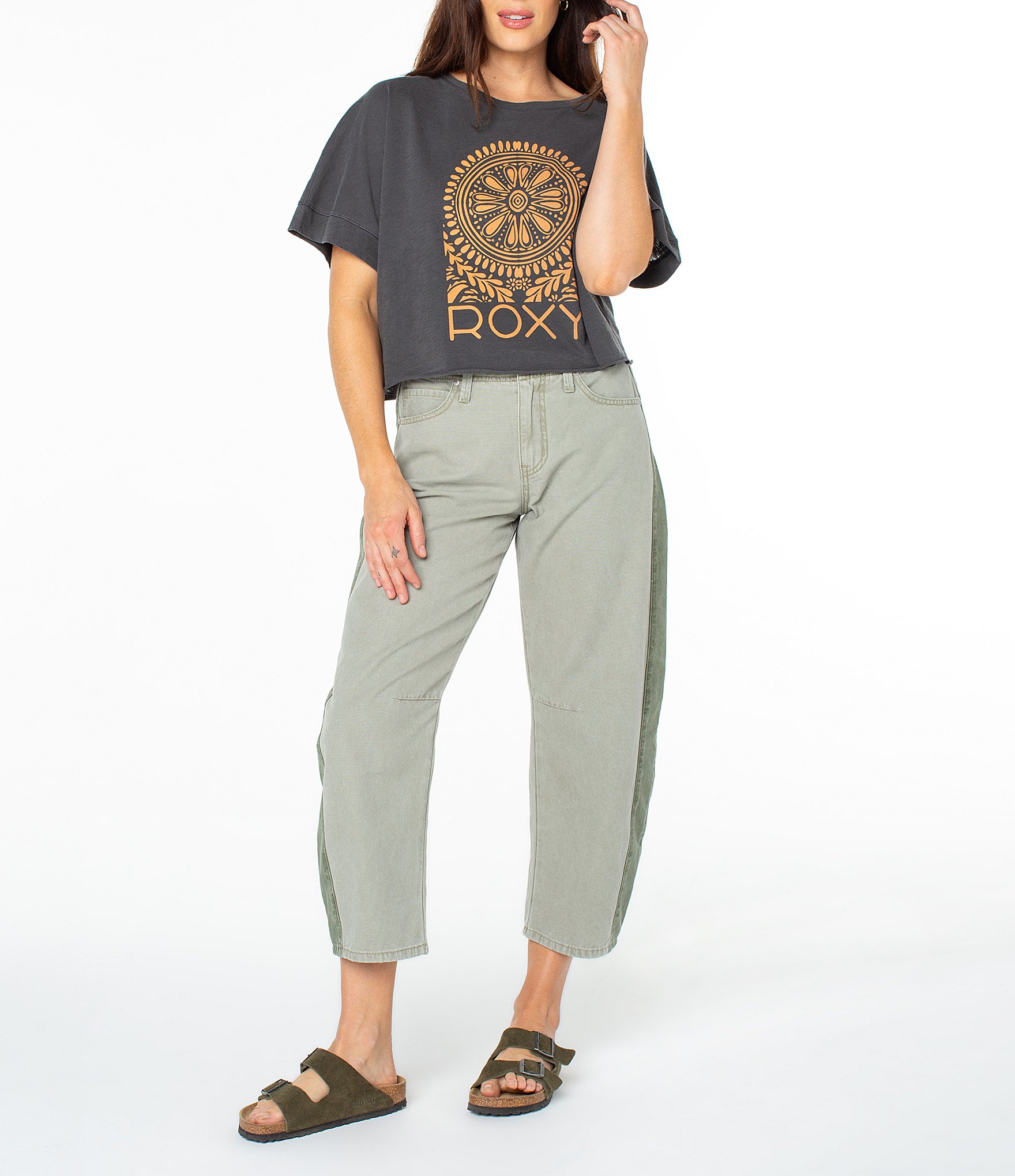 Roxy Side Panel Barrel Jeans