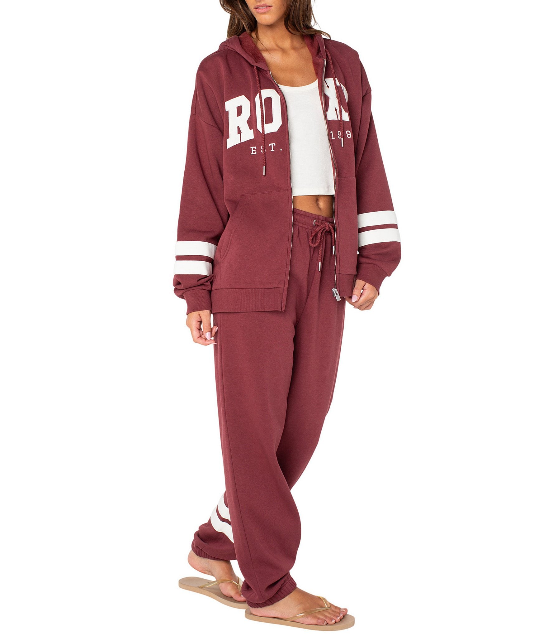 Roxy Varsity Inspired Sunset Zip Up Coordinating Jacket