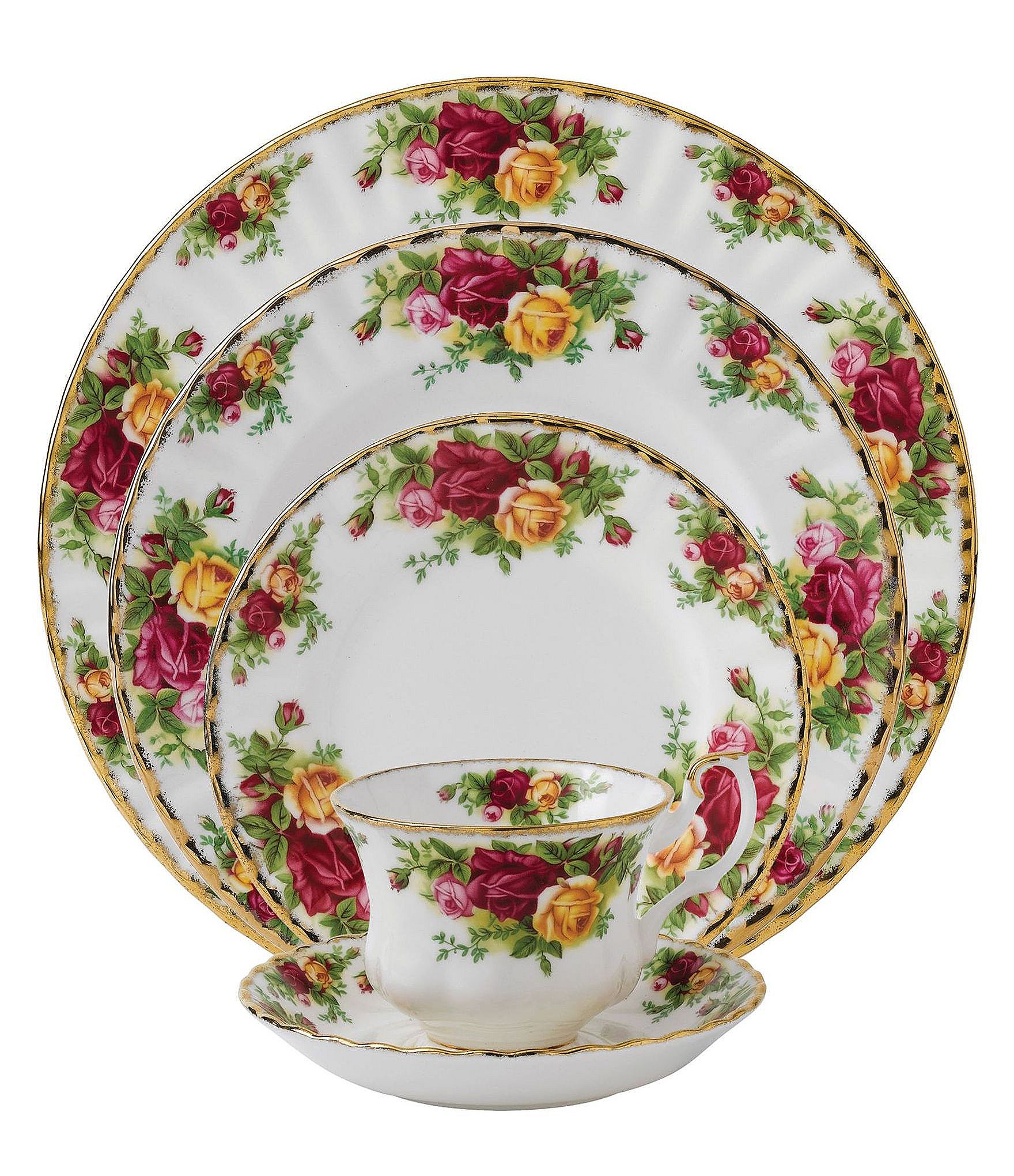 Royal Albert Old Country Roses Vintage Floral Bone China 5Piece Place
