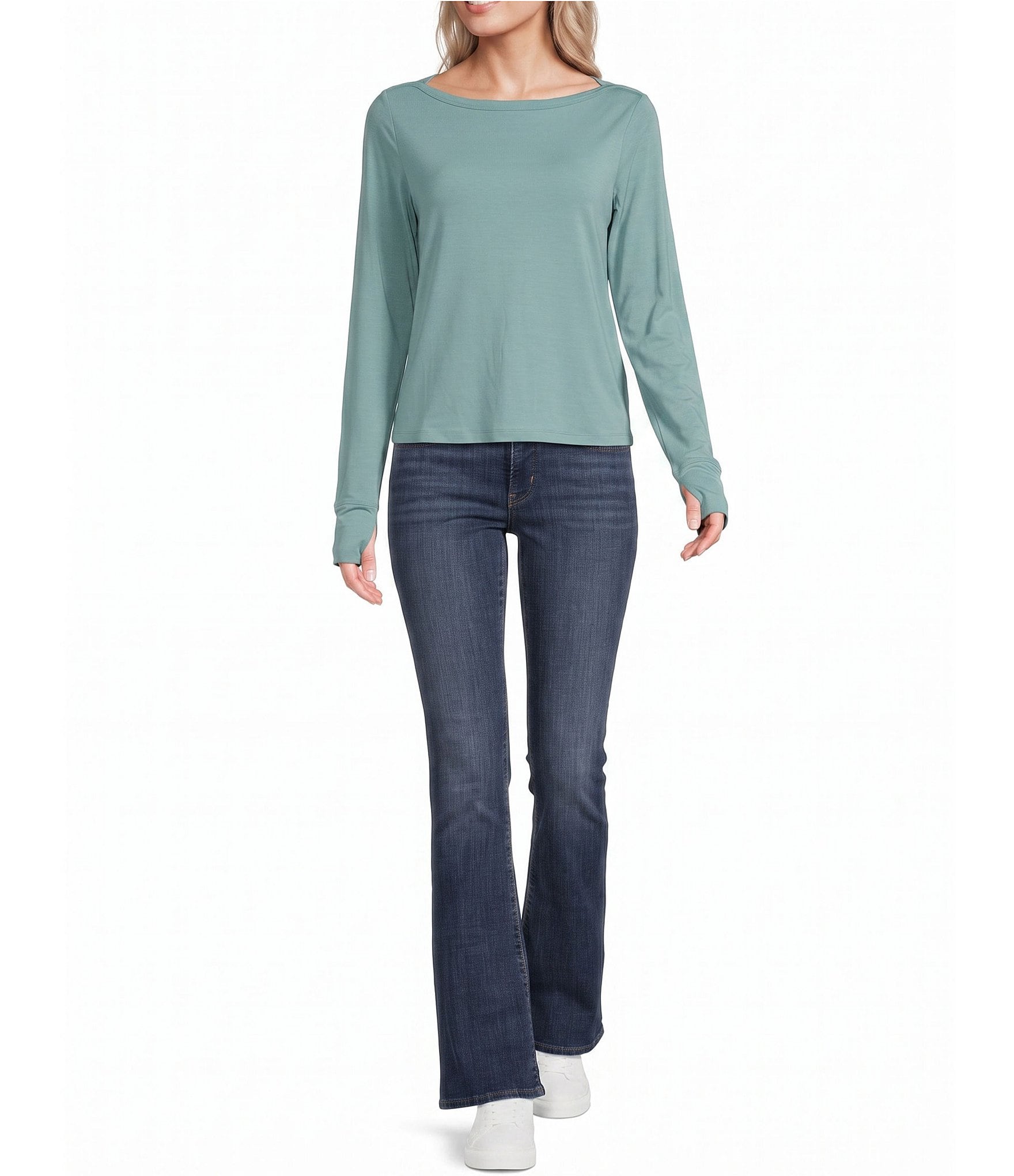 Royal Robbins Jersey Knit Madera Long Sleeve Crew Neck Cropped Tee