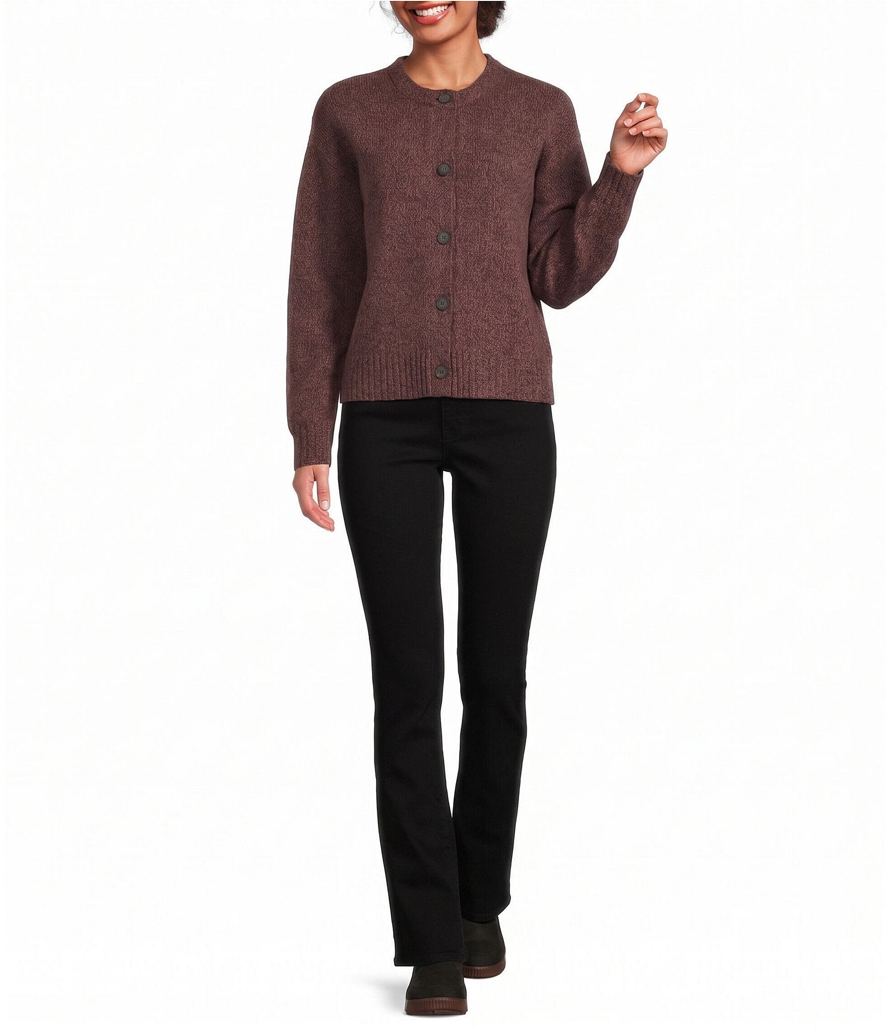 Royal Robbins Rockcraft Merino Wool Double Layered Crew Neck Button Front Cardigan