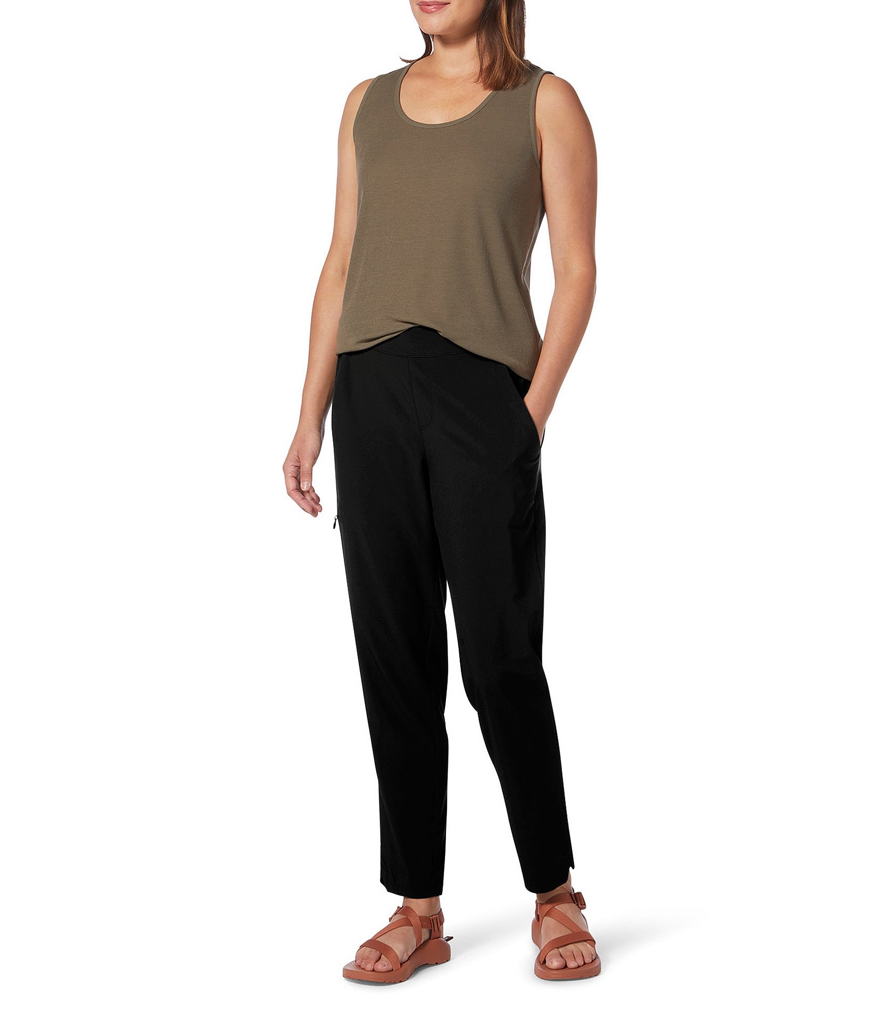 Royal Robbins Spotless Evolution Stretch Flat Front Elastic Waist Pull-On Straight Leg Pants
