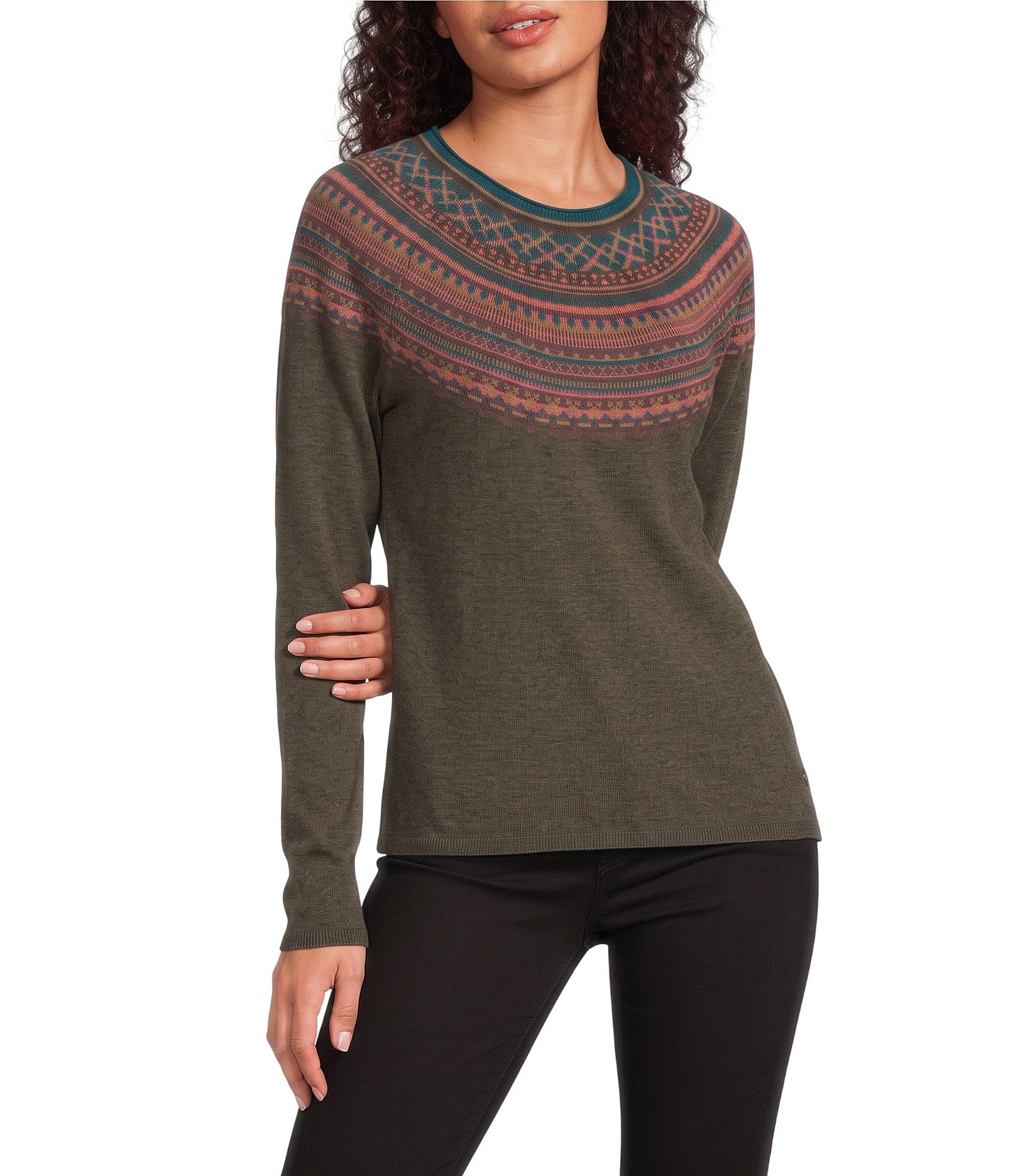 Royal Robbins Westlands Fairisle Pattern Crew Neck Long Sleeve Sweater