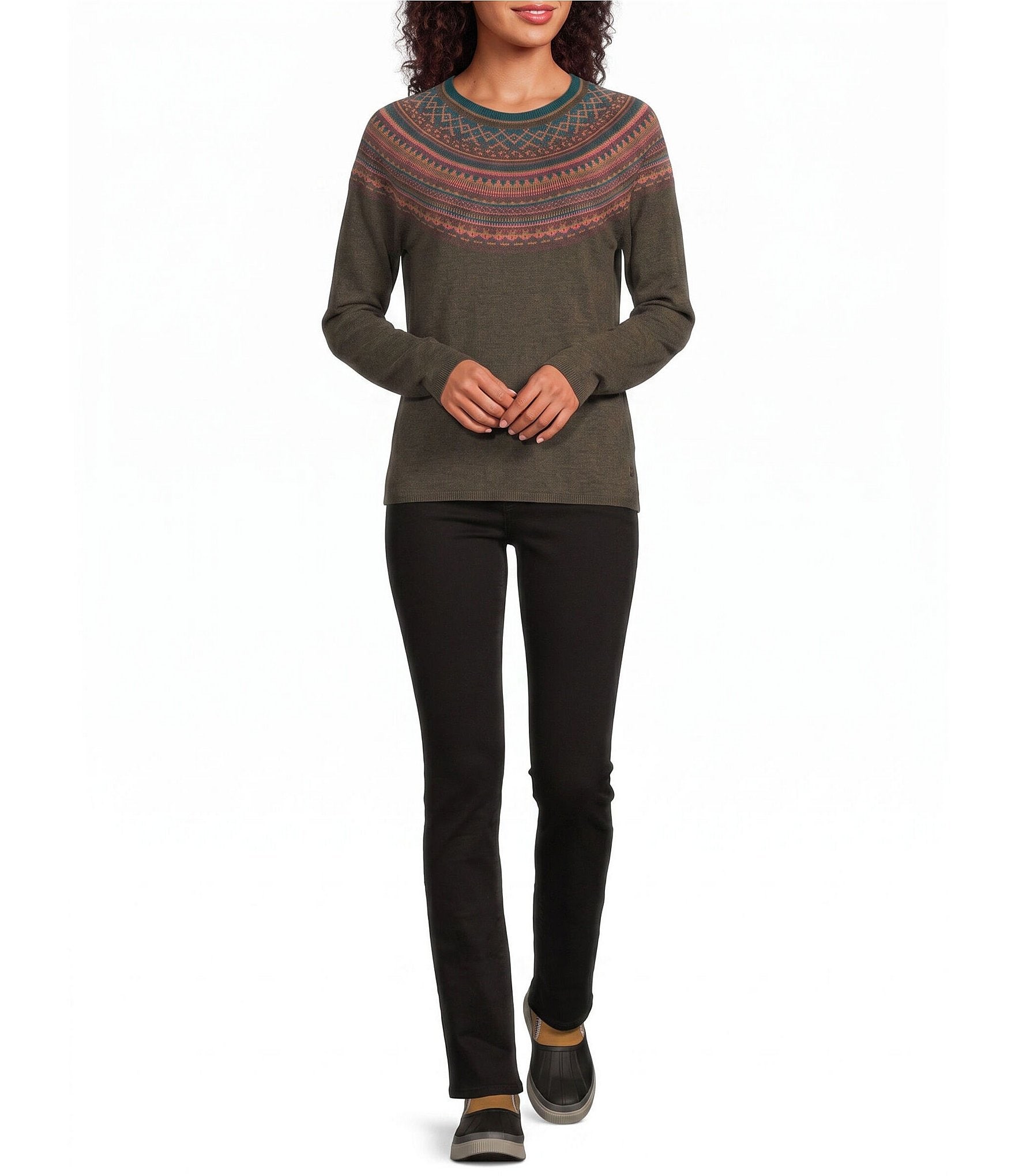 Royal Robbins Westlands Fairisle Pattern Crew Neck Long Sleeve Sweater