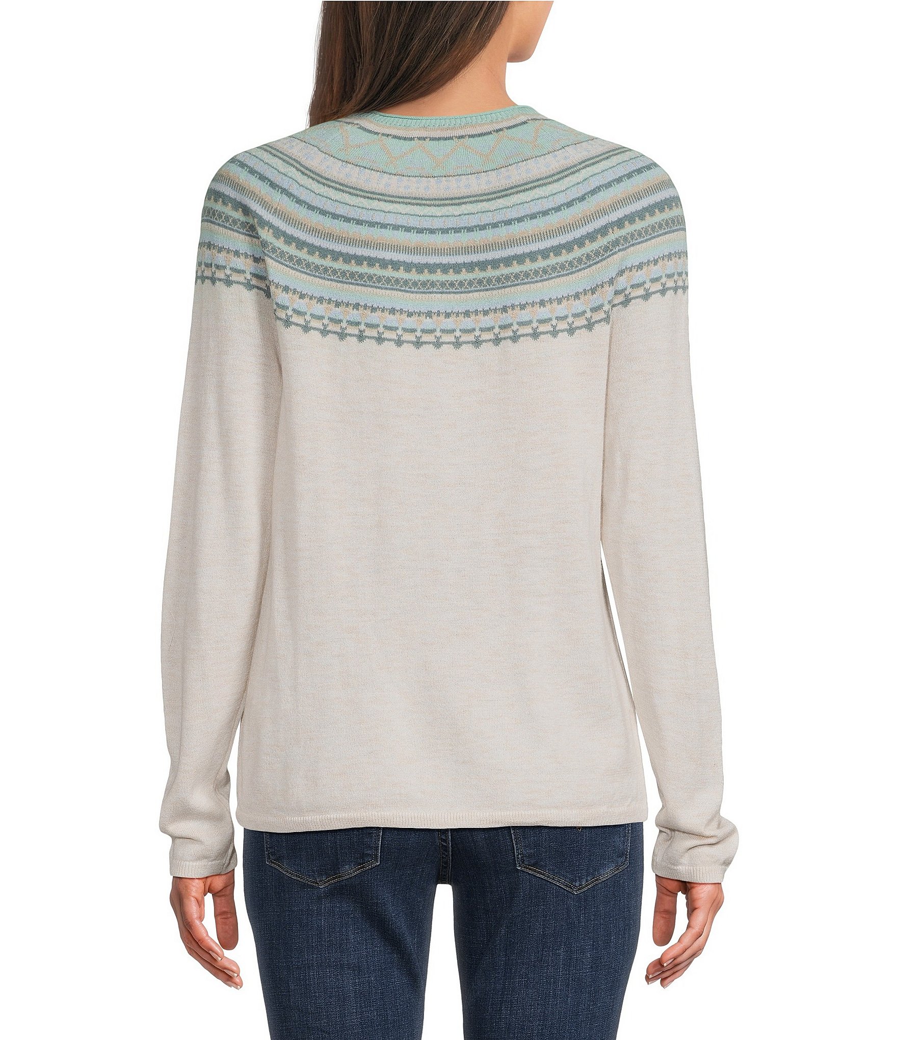 Royal Robbins Westlands Fairisle Pattern Crew Neck Long Sleeve Sweater