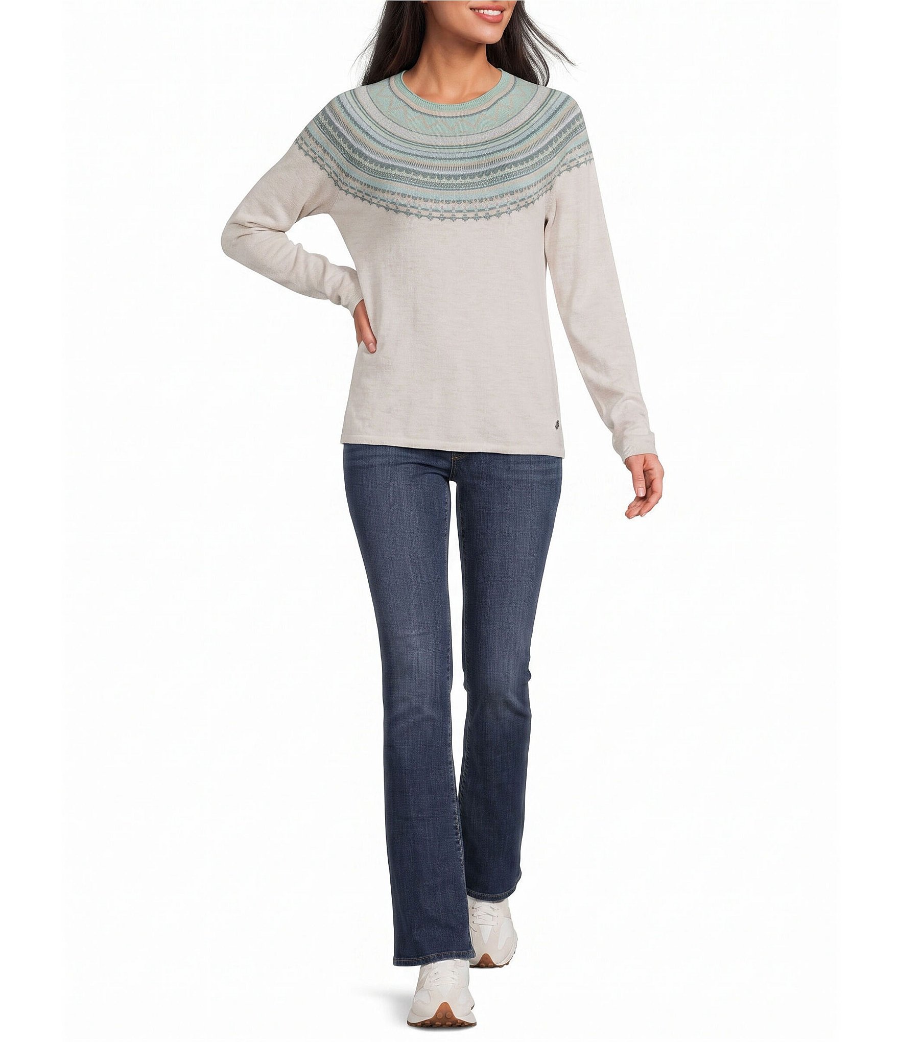 Royal Robbins Westlands Fairisle Pattern Crew Neck Long Sleeve Sweater