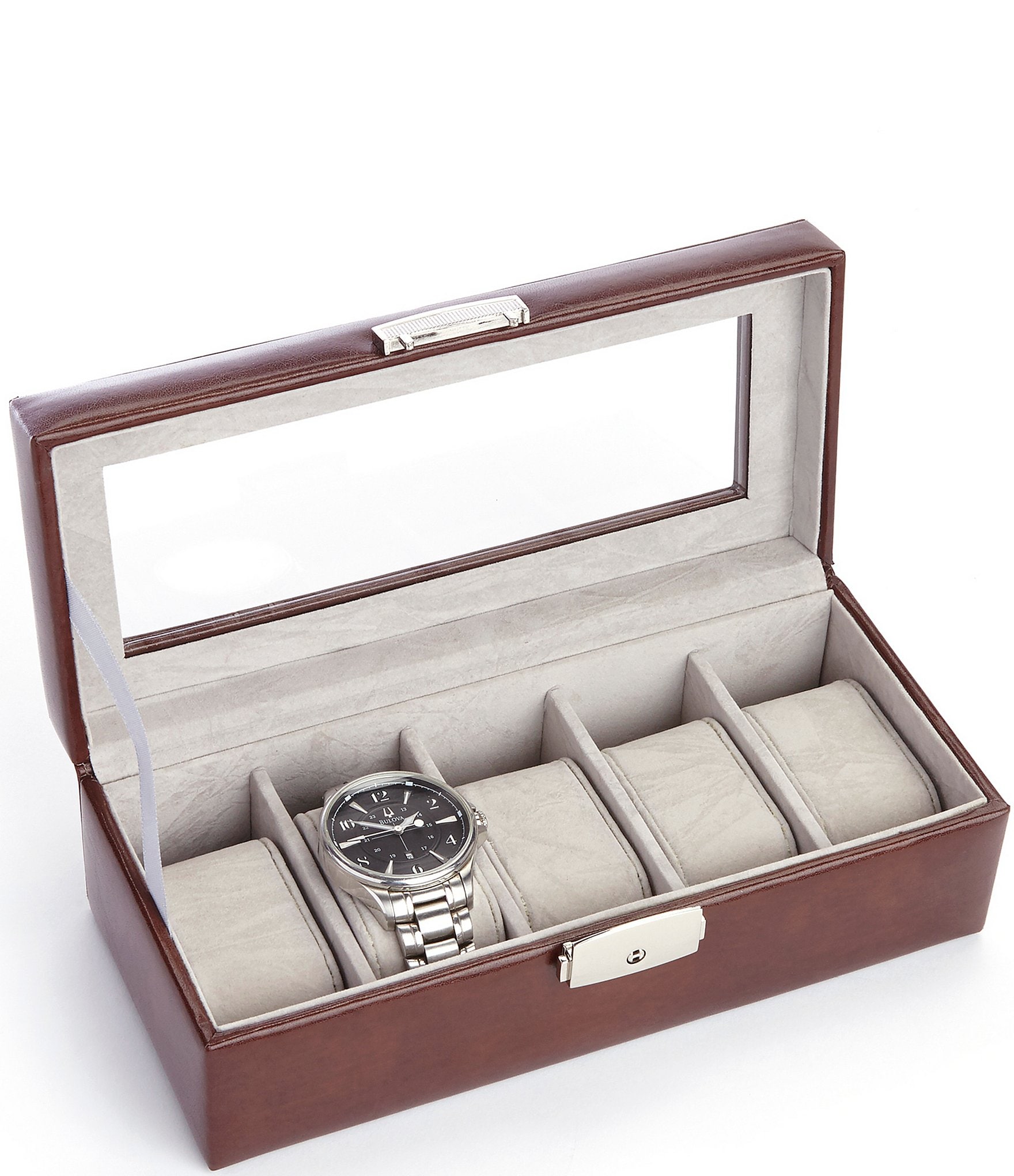 ROYCE New York Aristo Leather Five Slot Watch Box