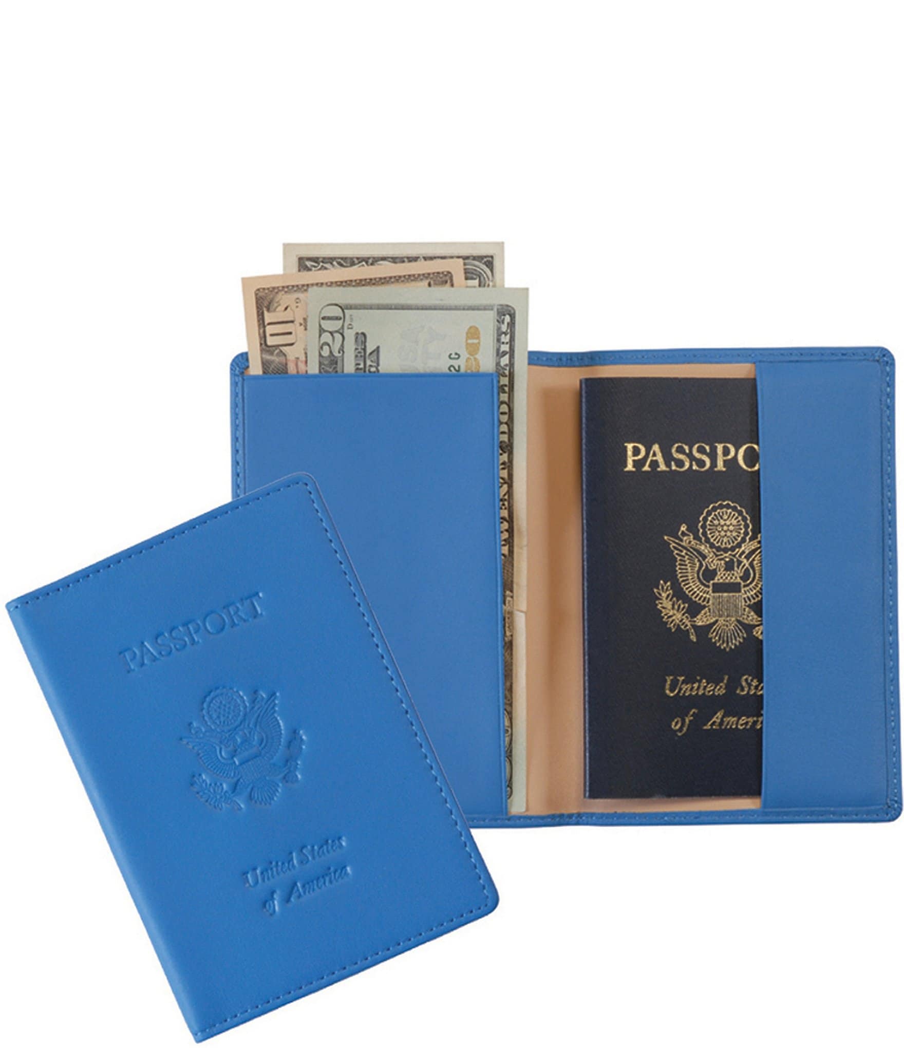 ROYCE New York RFID Blocking Black Lettered Passport Case