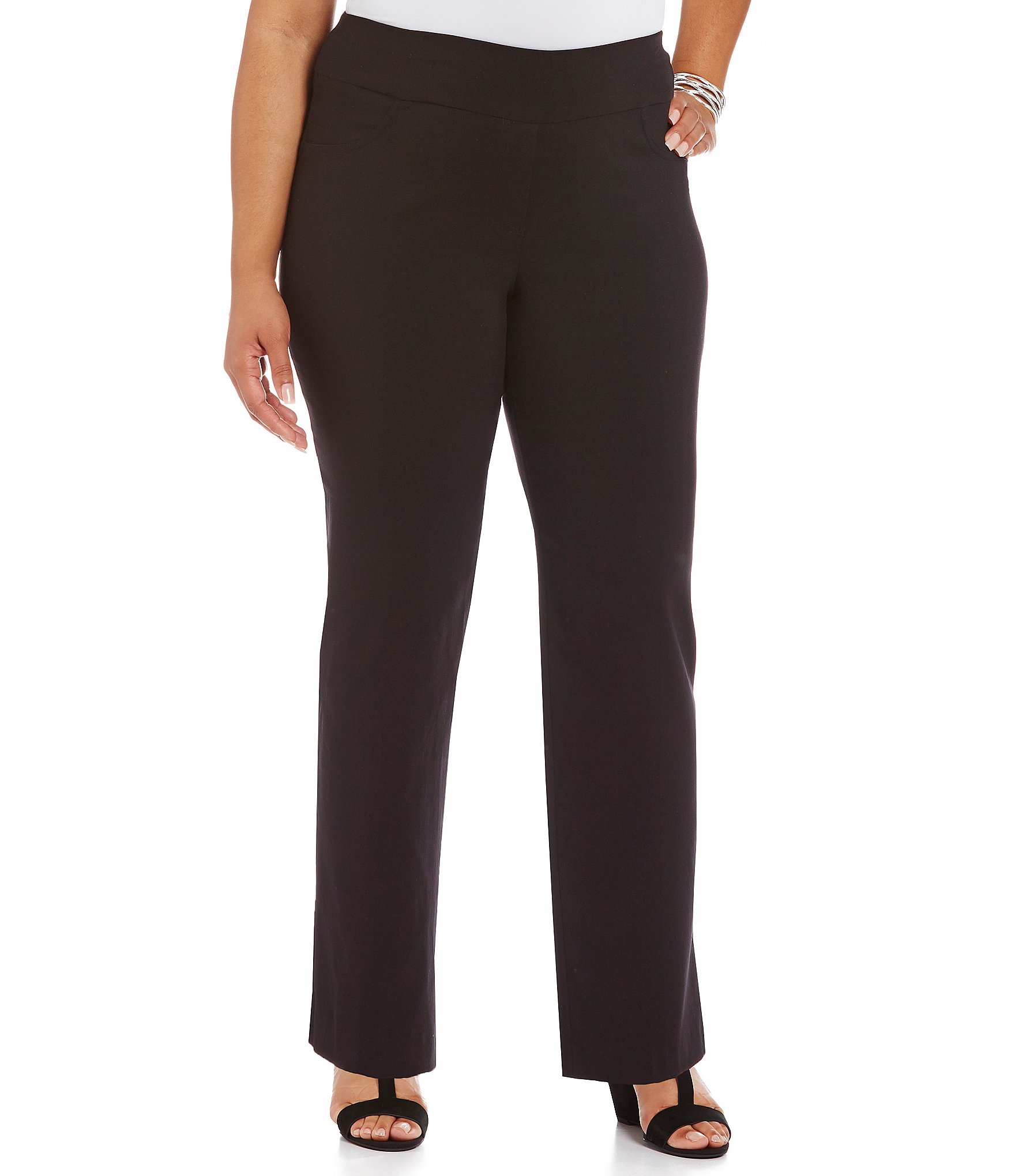 Ruby Rd. Plus Pull-On Tech Solid Pant | Dillards