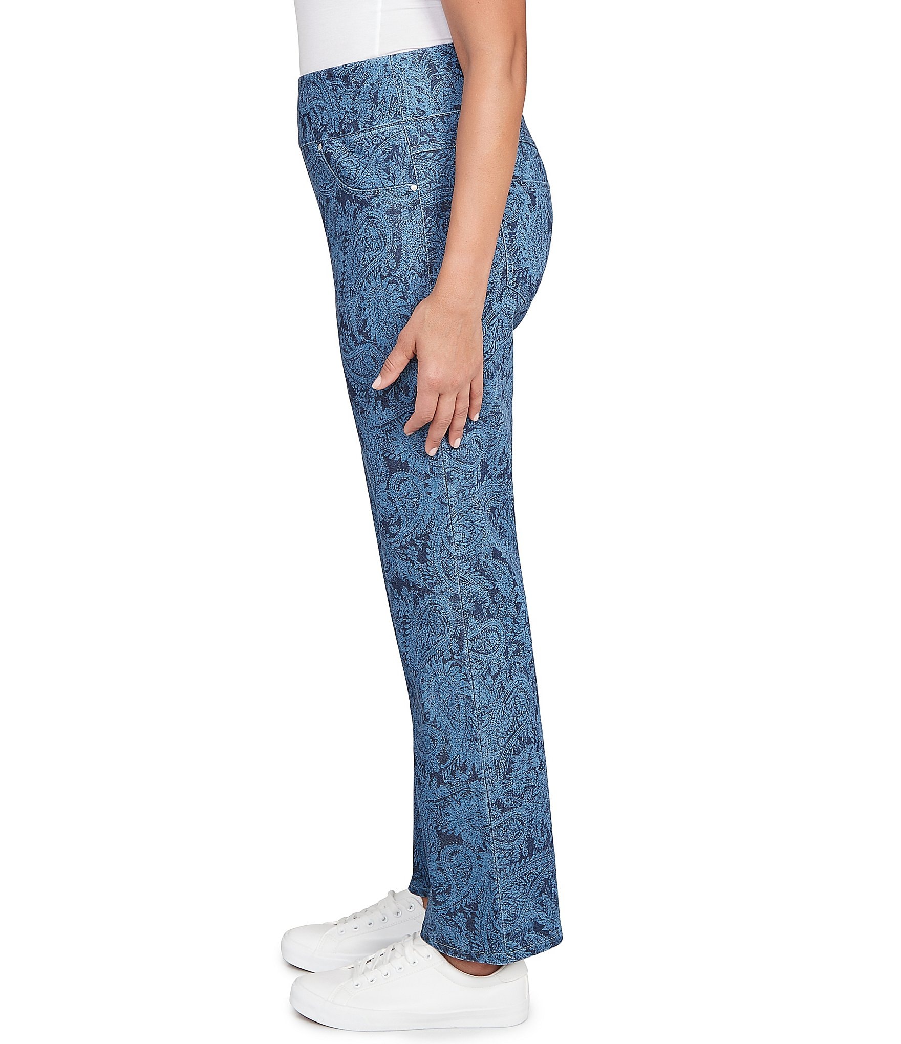 Ruby Rd. Allover Paisley Print Pull-On Ankle Jeans