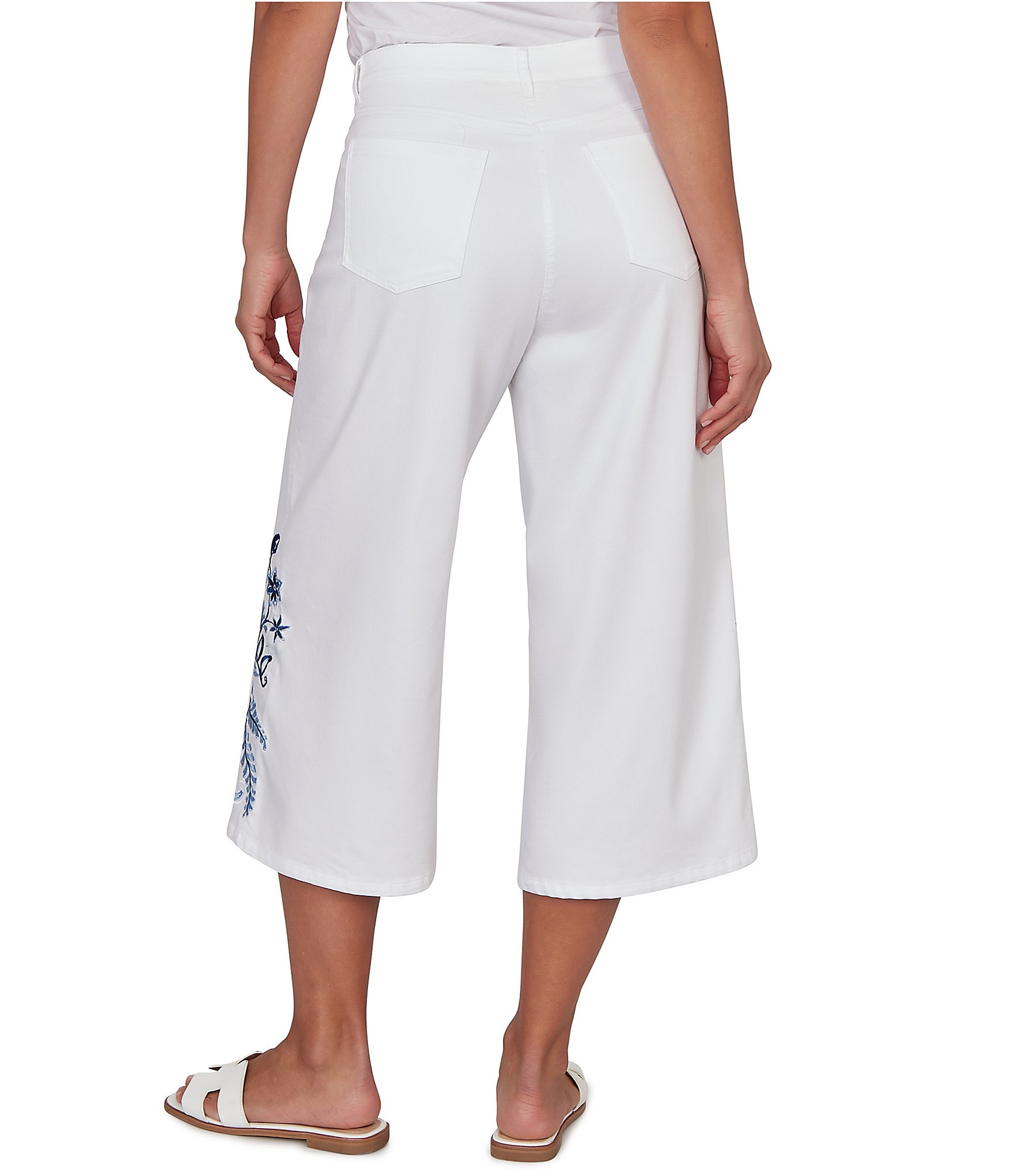 Ruby Rd. Embroidered Wide-Leg Capri Denim Pant