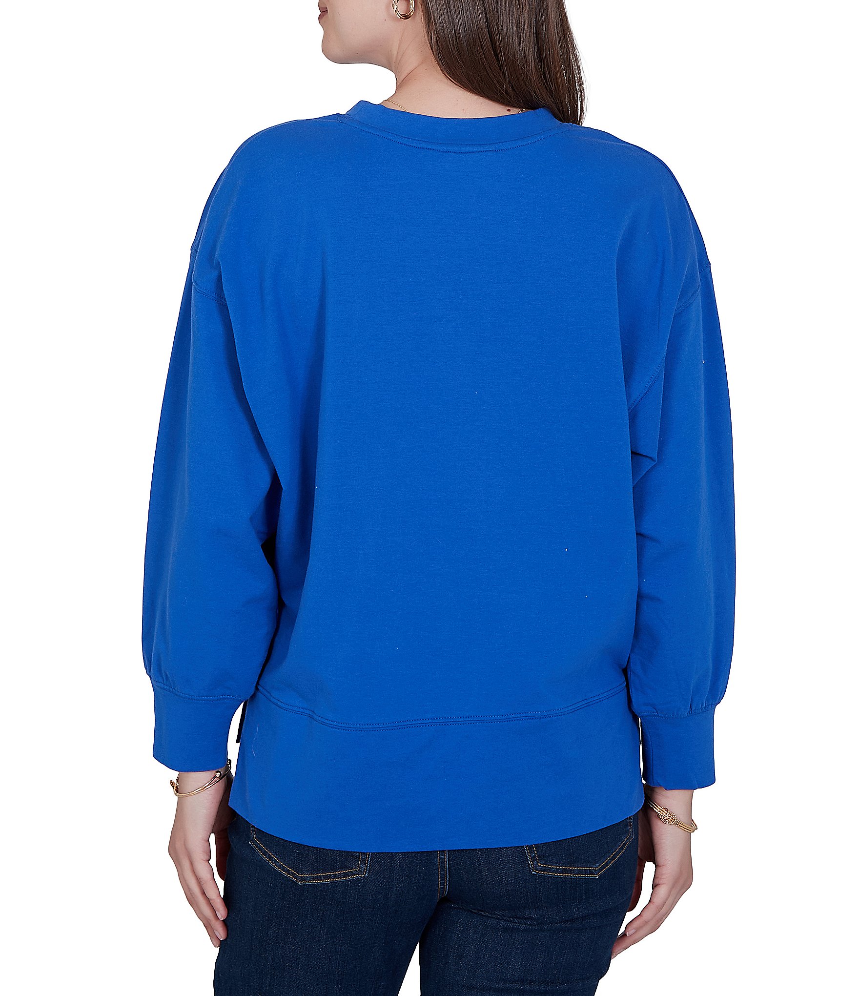 Ruby Rd. French Terry Game Day Scoop Neck Long Sleeve Top