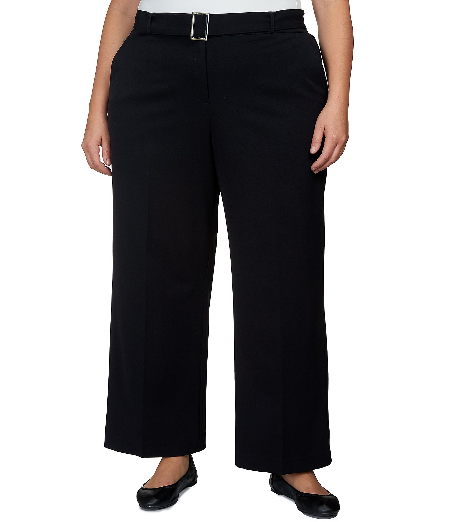 Ruby Rd. Plus Size Flat Front Double Face Stretch Ankle Pants