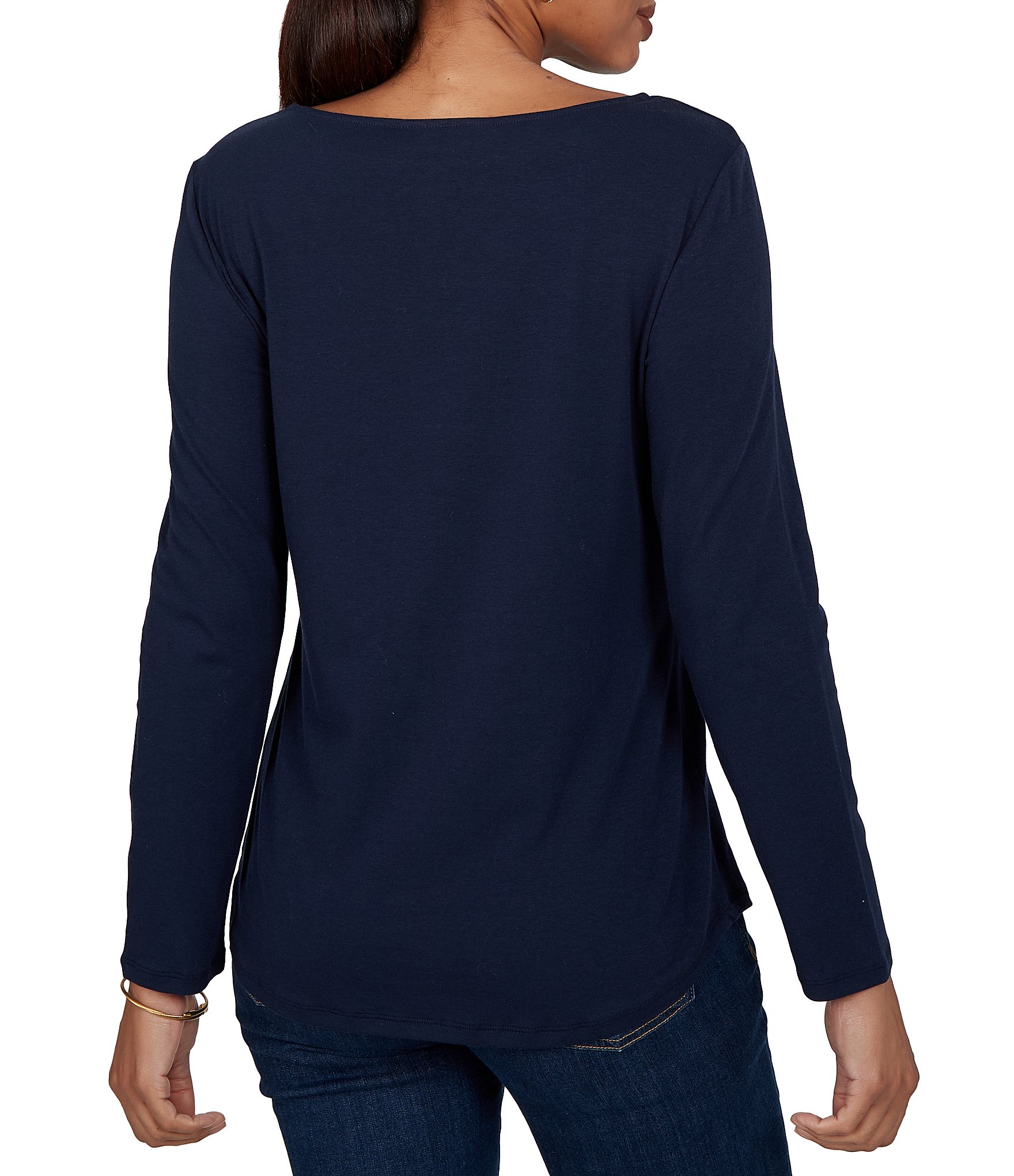 Ruby Rd. Knit Christmas Classic Truck Boat Neck Long Sleeve Top