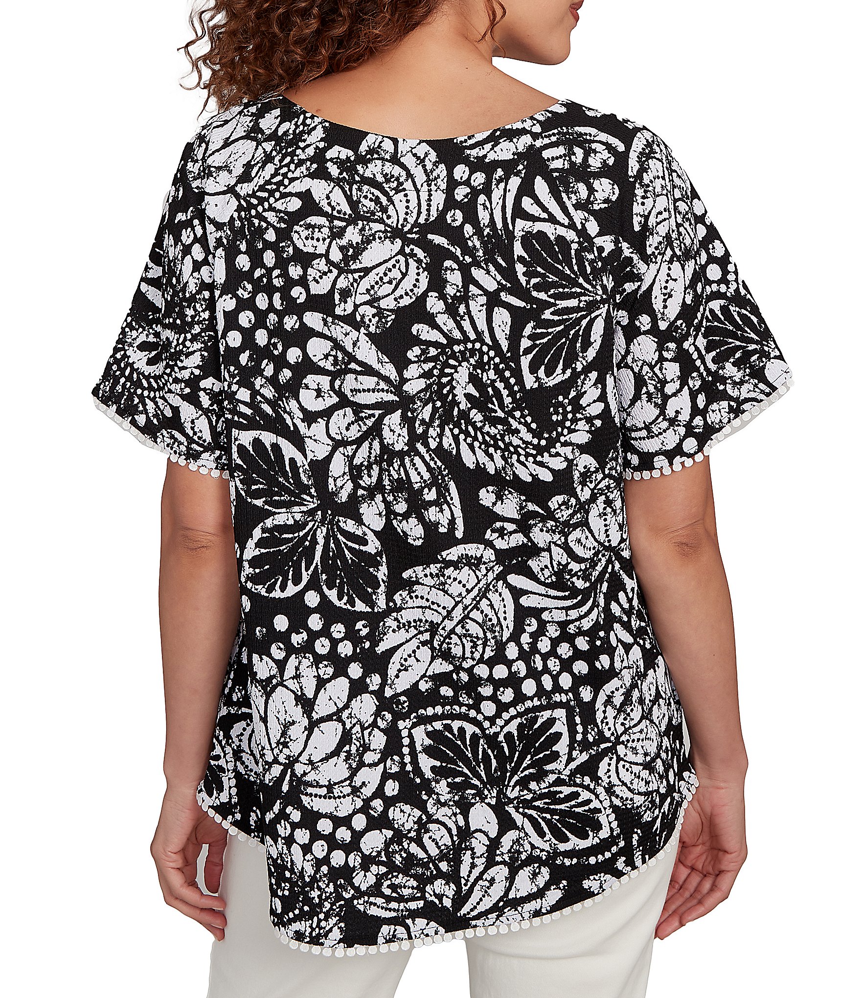 Ruby Rd. Paisley Lace Scoop Neck Short Sleeve Top