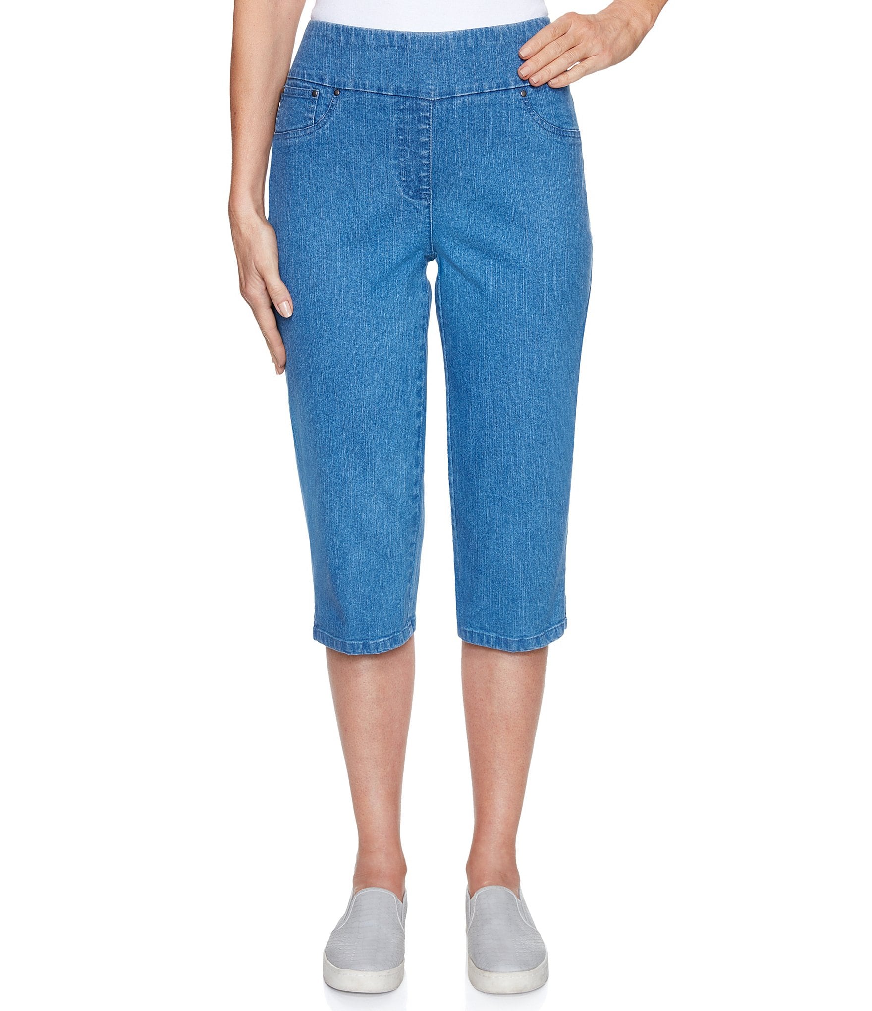 Ruby Rd. Petite Size Pull-On Extra Stretch Denim Clamdigger Pants ...