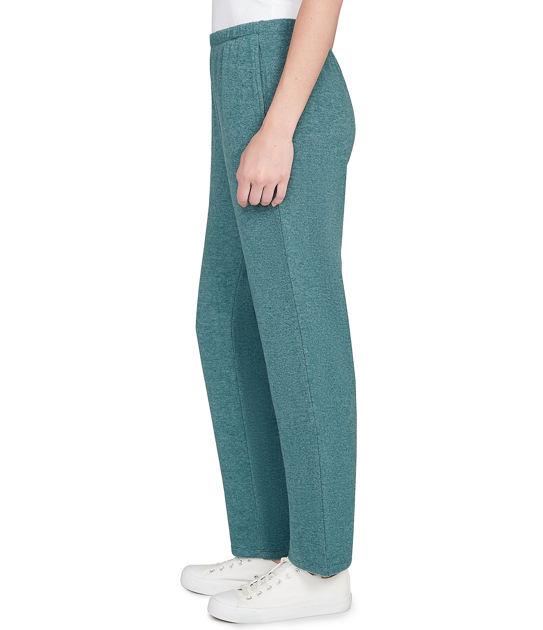 Ruby Rd. Petite Size Soft Hatchi Knit Straight Leg Pull-On Pants