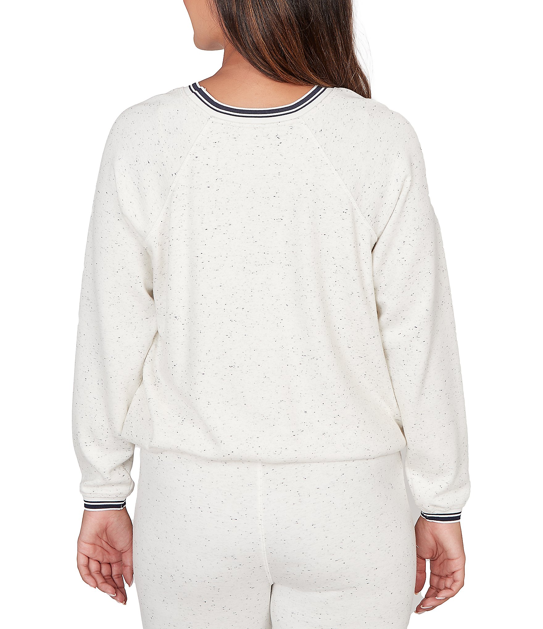 Ruby Rd. Petite Size Soft Speckled Knit Stripe Trim Top