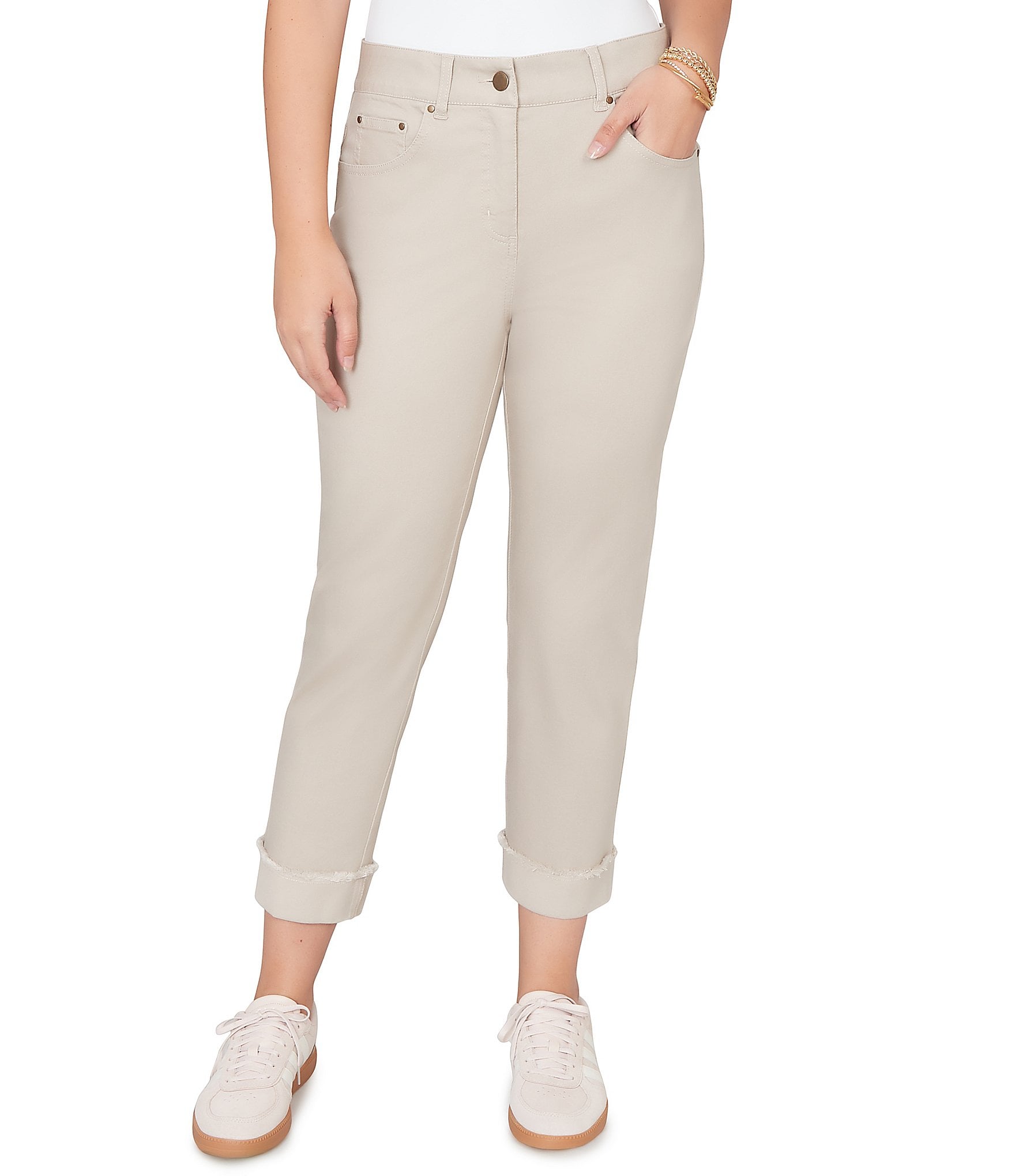 Ruby Rd. Petite Size Soft Stretch Twill Cuffed Hem Girlfriend Pants