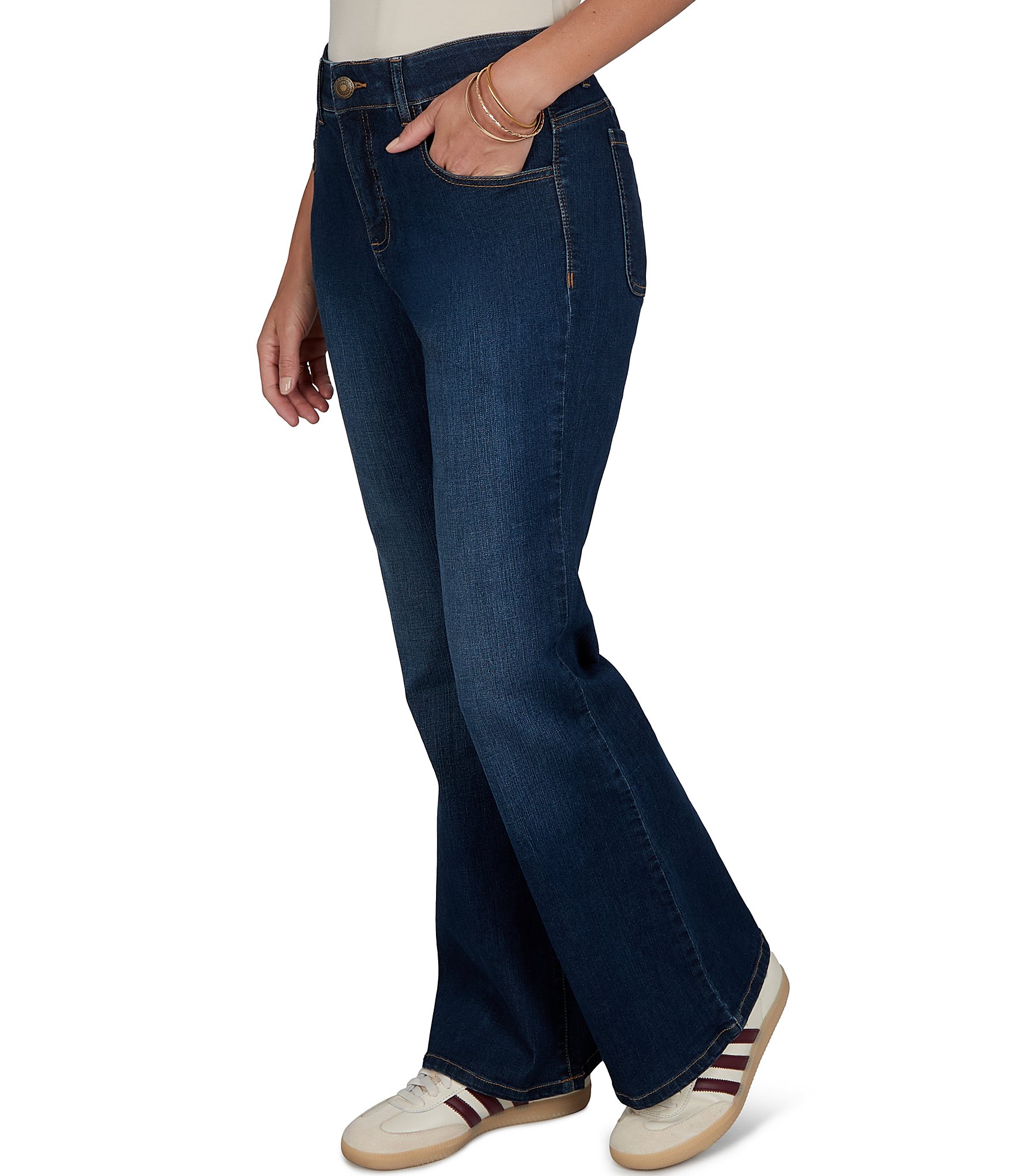 Ruby Rd. Petite Size Stretch Denim Kick Flare Jeans