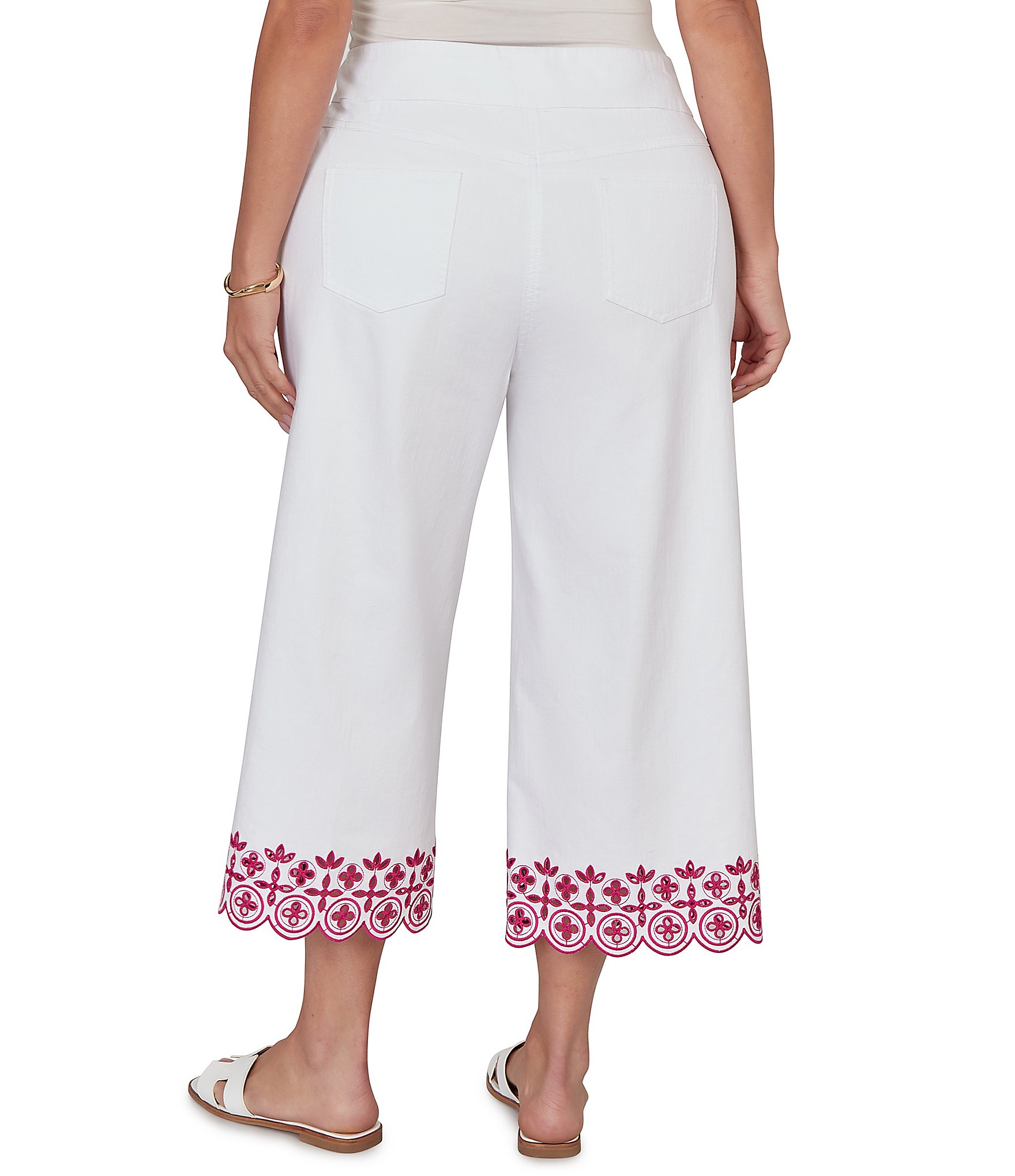 Ruby Rd. Plus Size Embroidered Pull-On Denim Pants