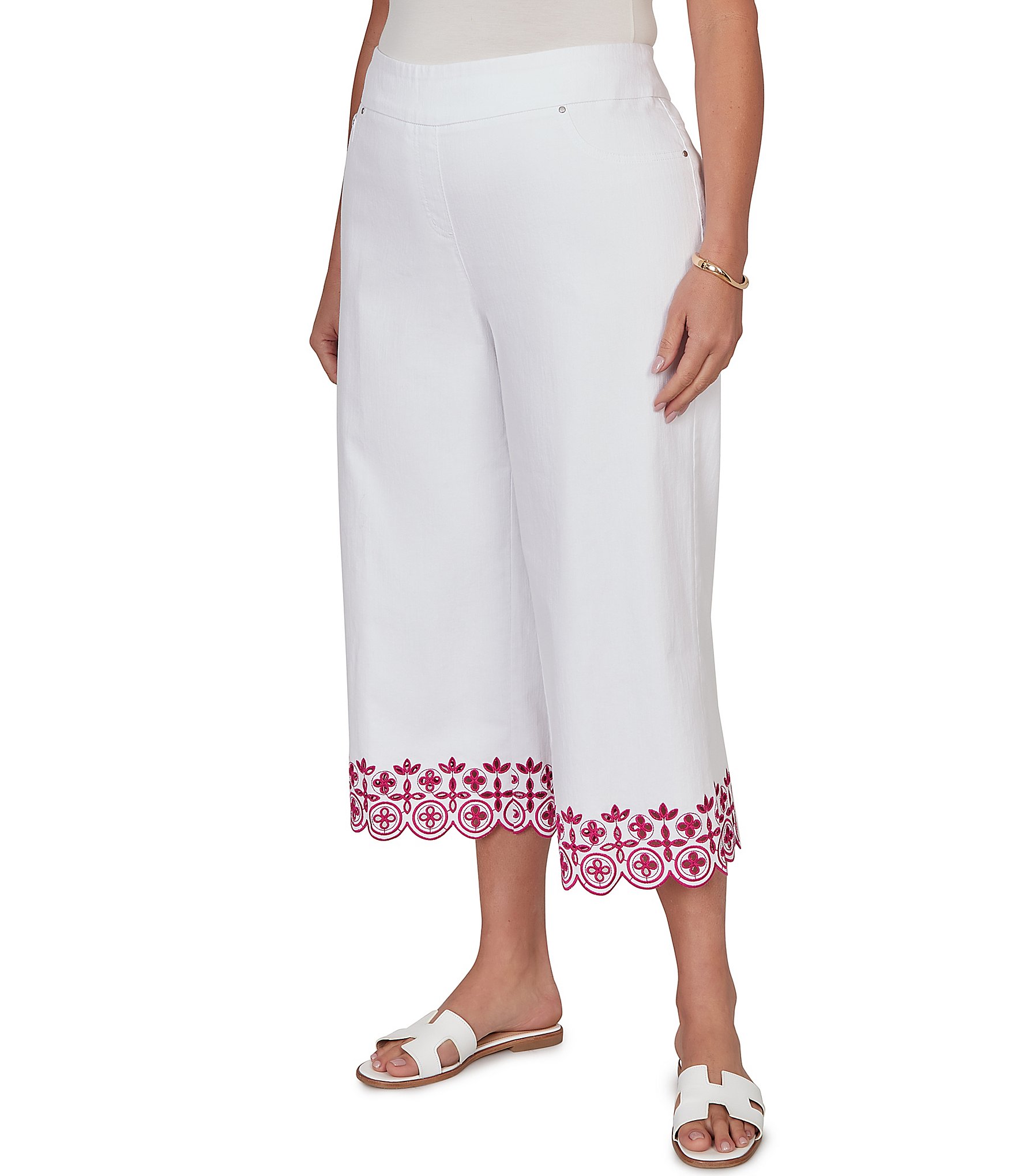 Ruby Rd. Plus Size Embroidered Pull-On Denim Pants
