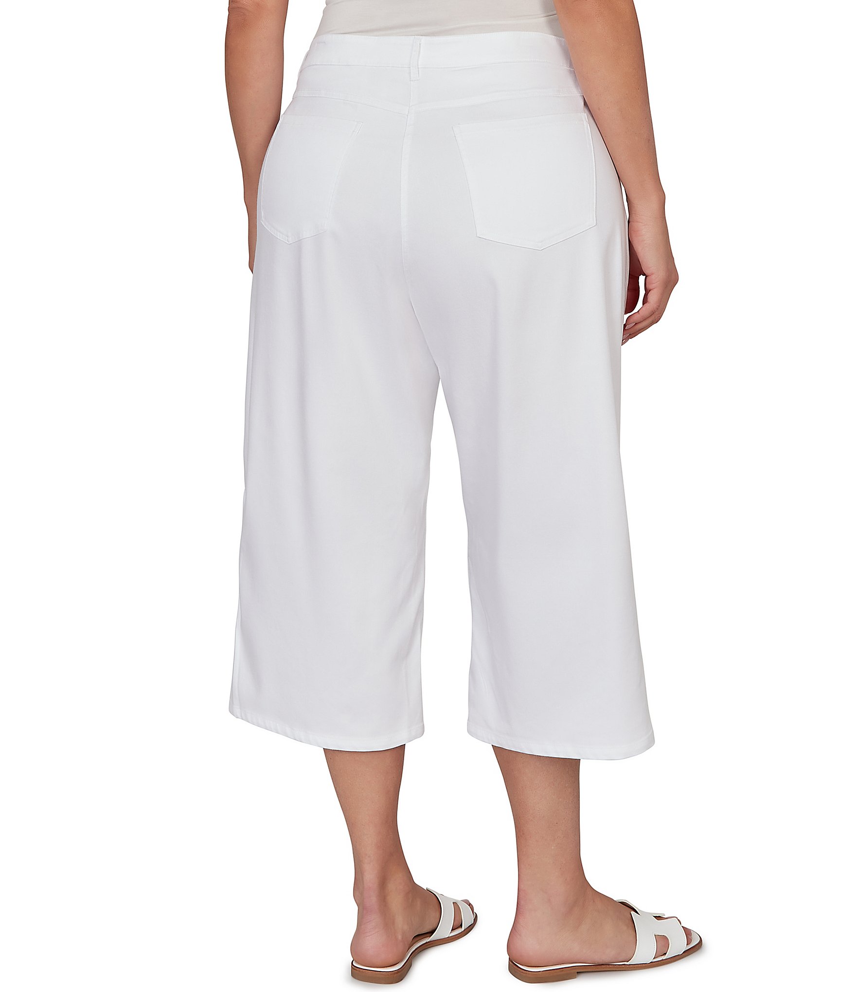 Ruby Rd. Plus Size Embroidered Wide-Leg Capri Denim Pant