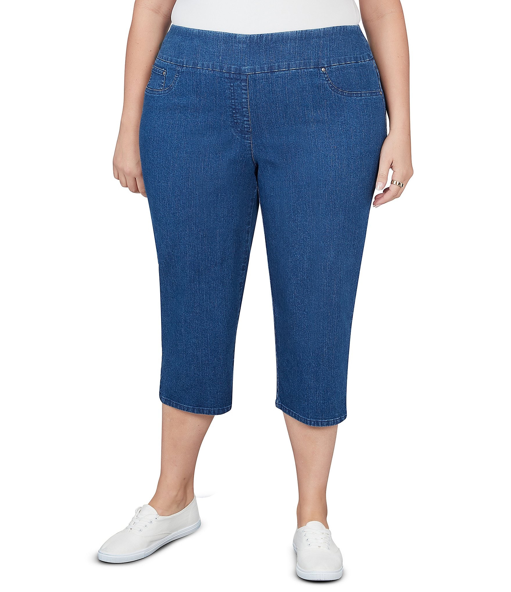 Ruby Rd. Plus Size Extra Stretch Denim Capri Pull-On Pants