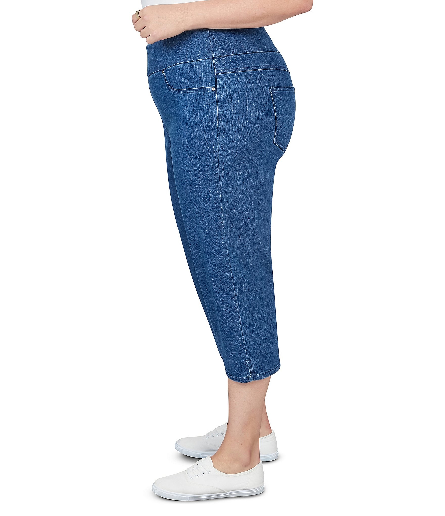 Ruby Rd. Plus Size Extra Stretch Denim Capri Pull-On Pants