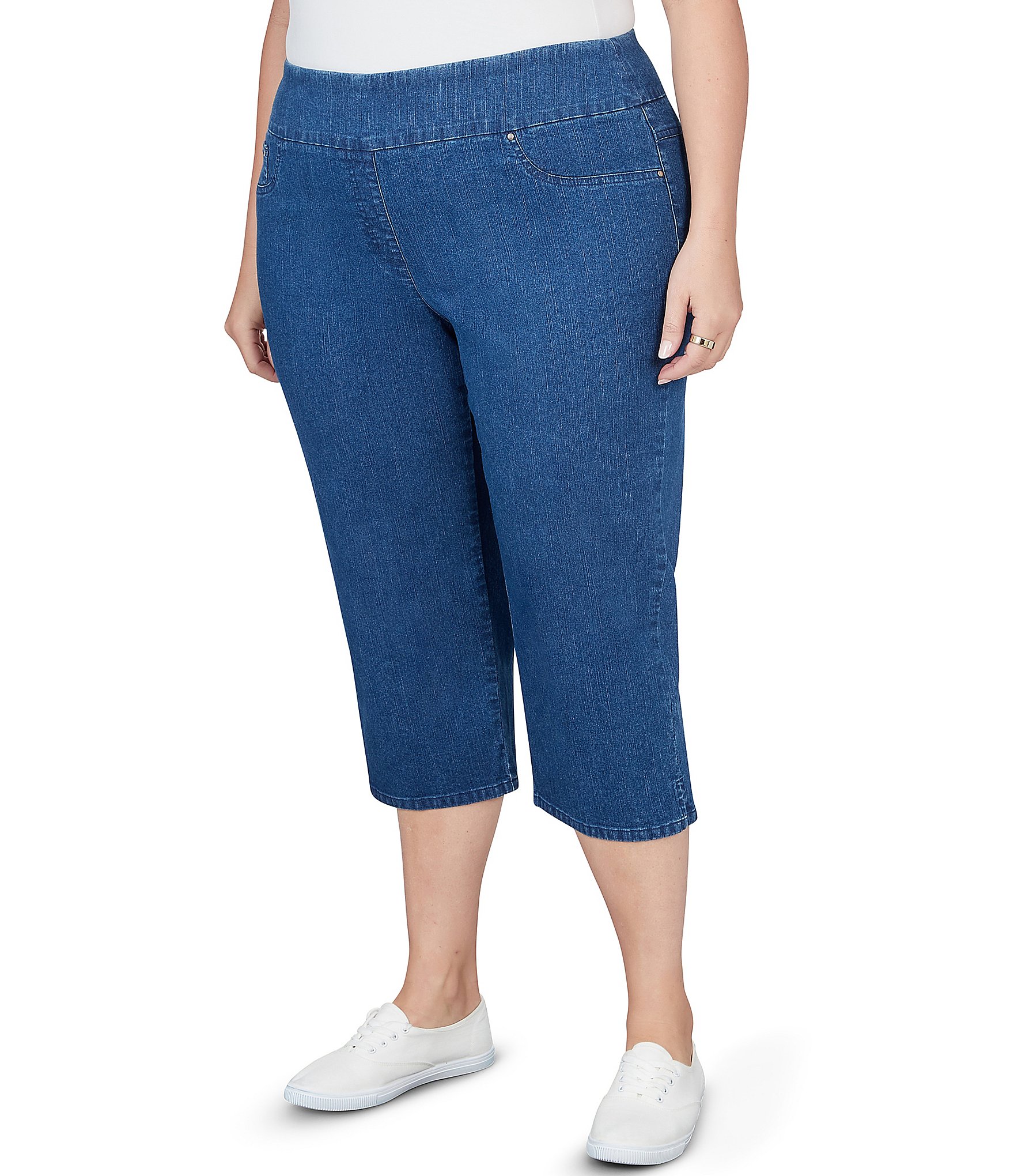 Ruby Rd. Plus Size Extra Stretch Denim Capri Pull-On Pants